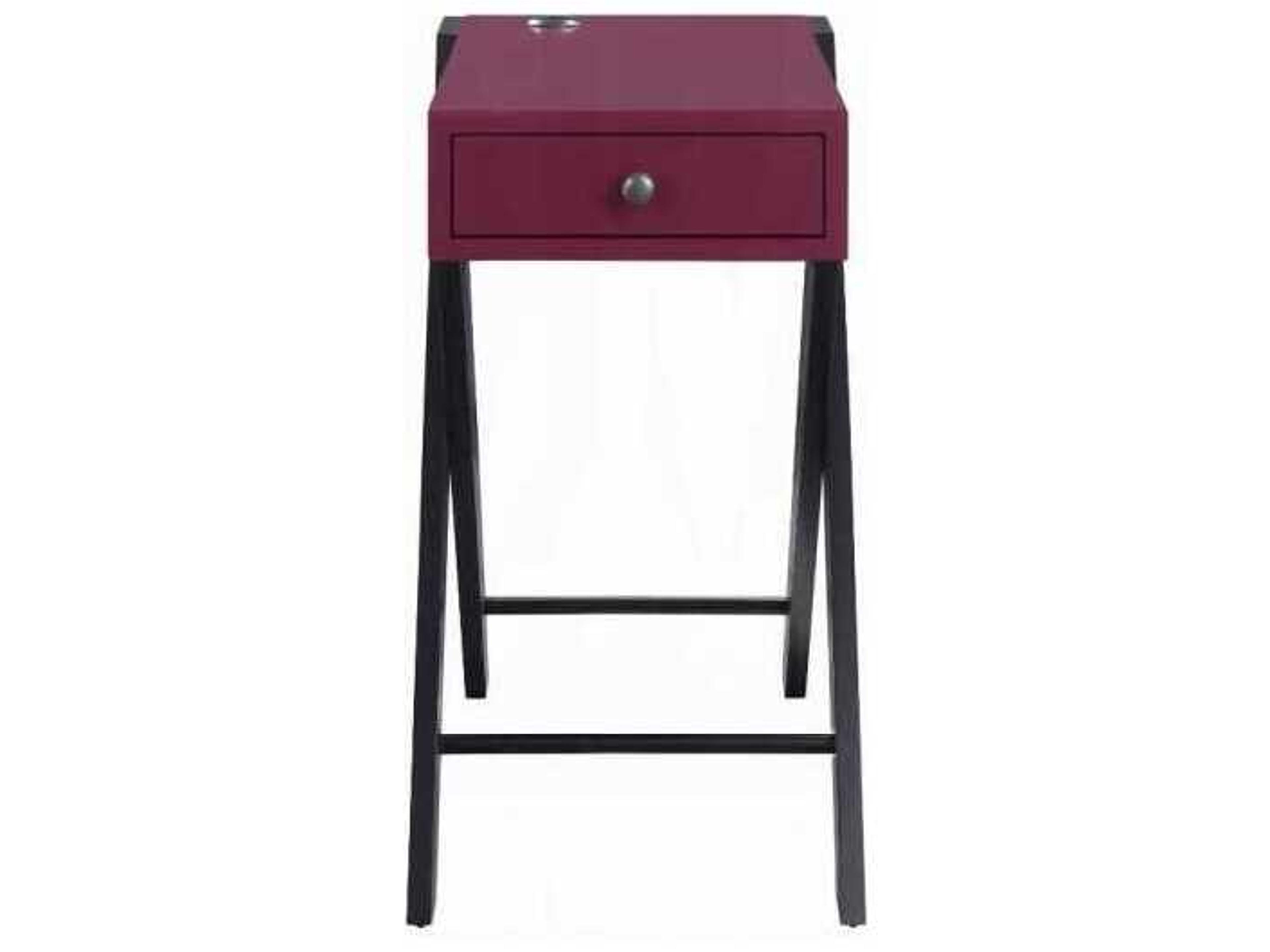 Acme Furniture Fierce Rectangular Wood Burgundy Black End Table