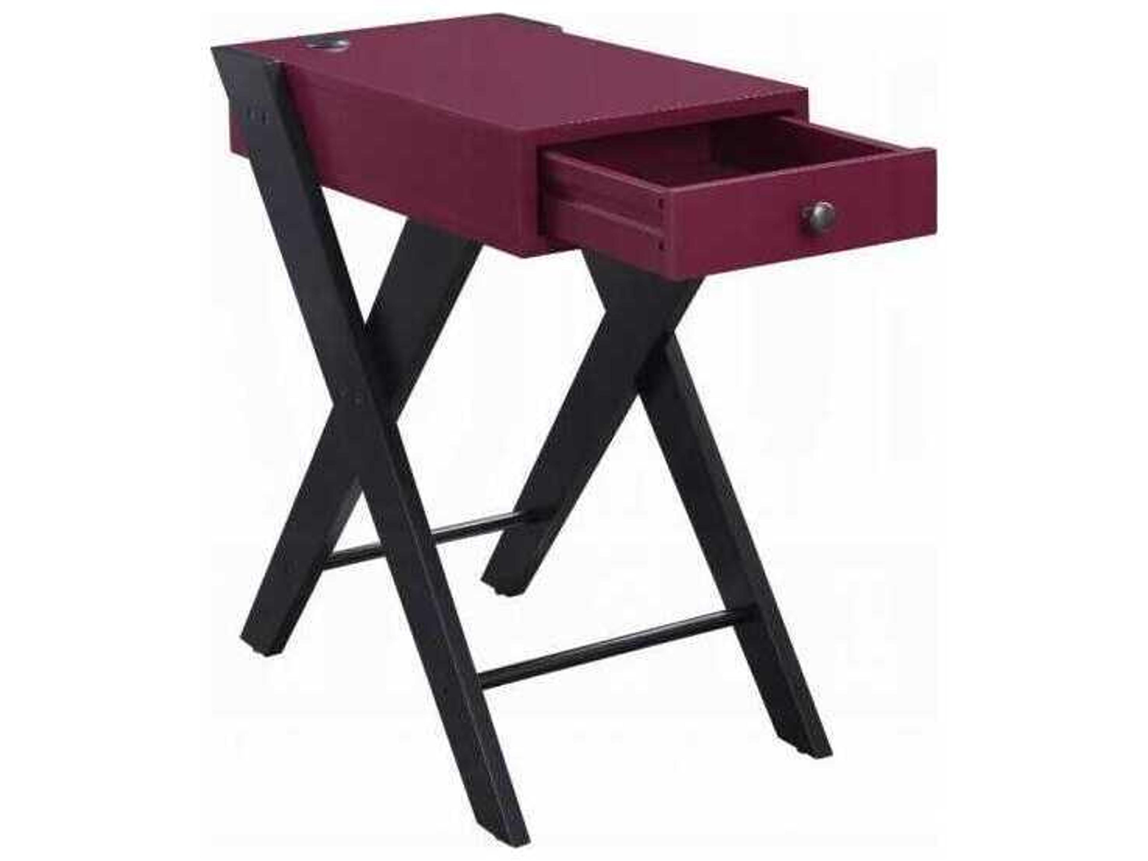 Acme Furniture Fierce Rectangular Wood Burgundy Black End Table