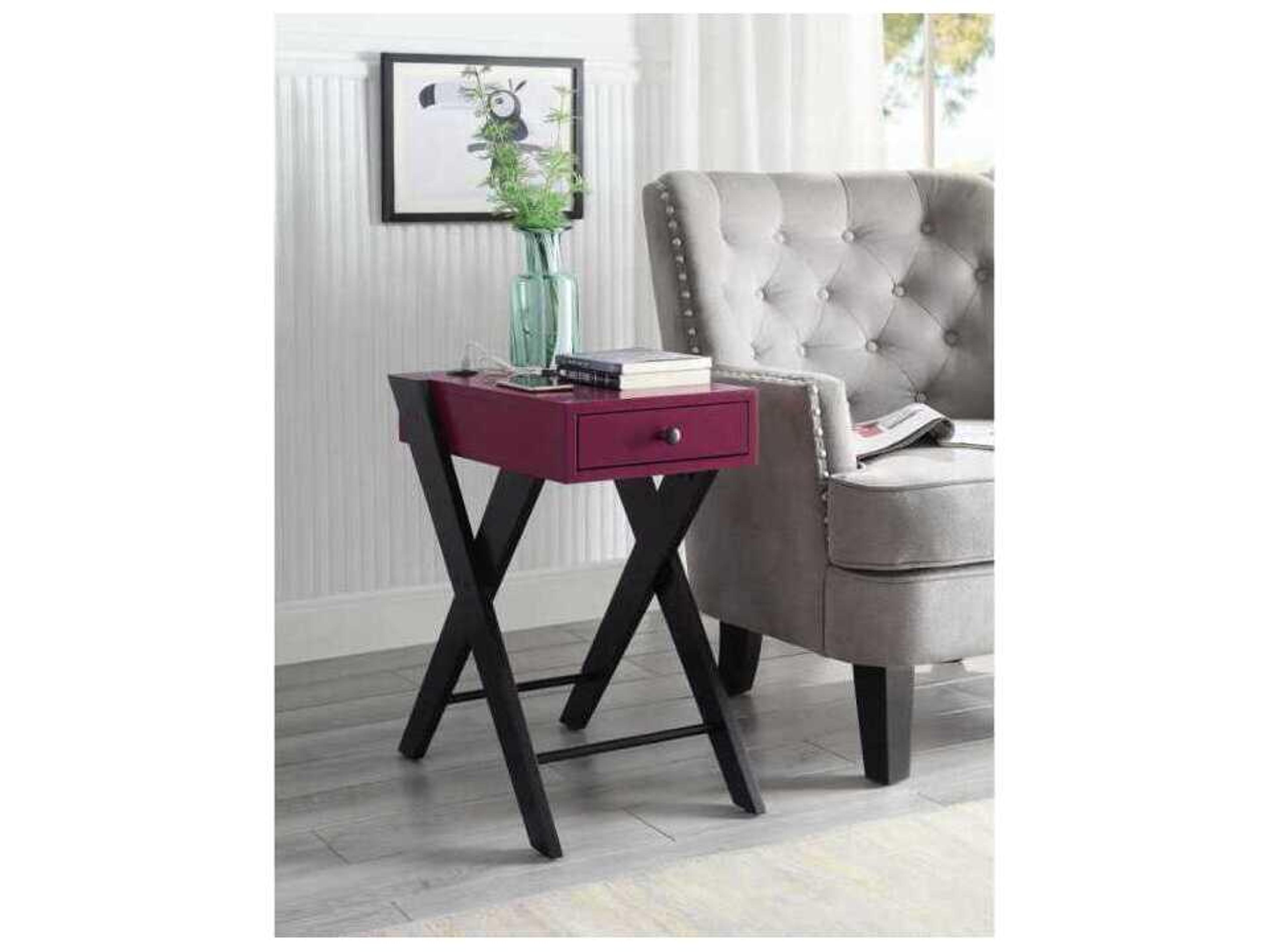 Acme Furniture Fierce Rectangular Wood Burgundy Black End Table