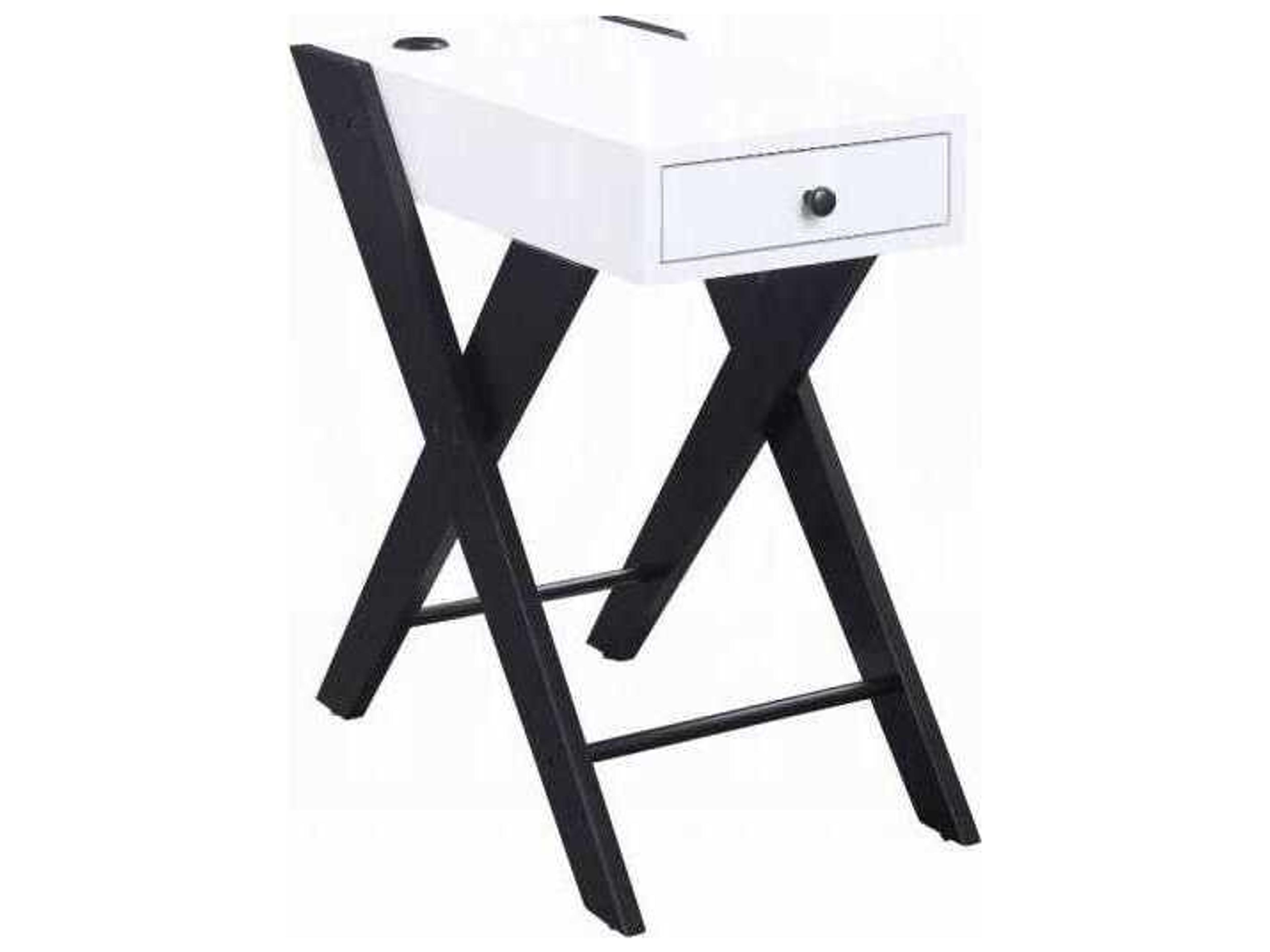 Acme Furniture Fierce Rectangular Wood White Black End Table