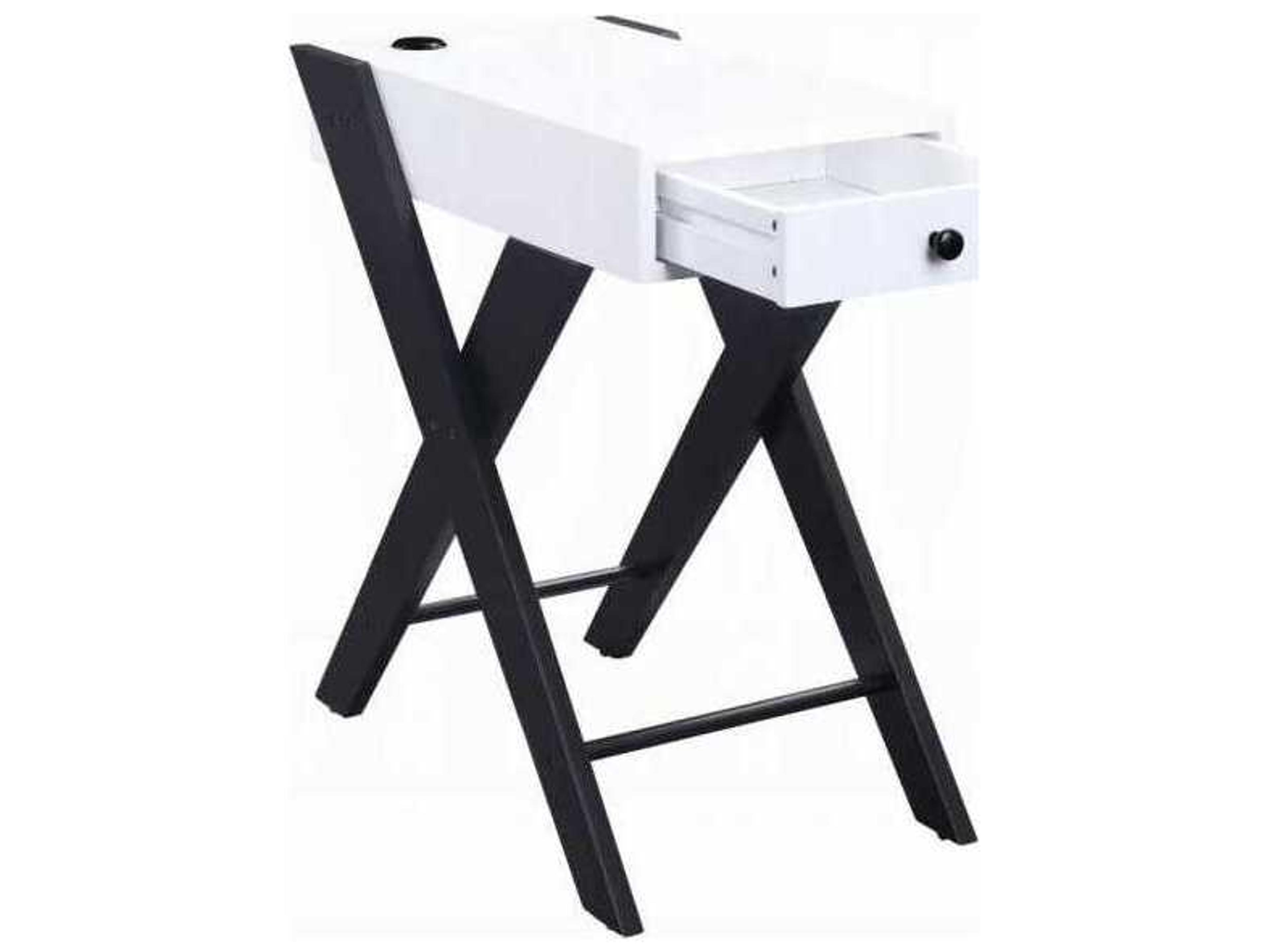 Acme Furniture Fierce Rectangular Wood White Black End Table