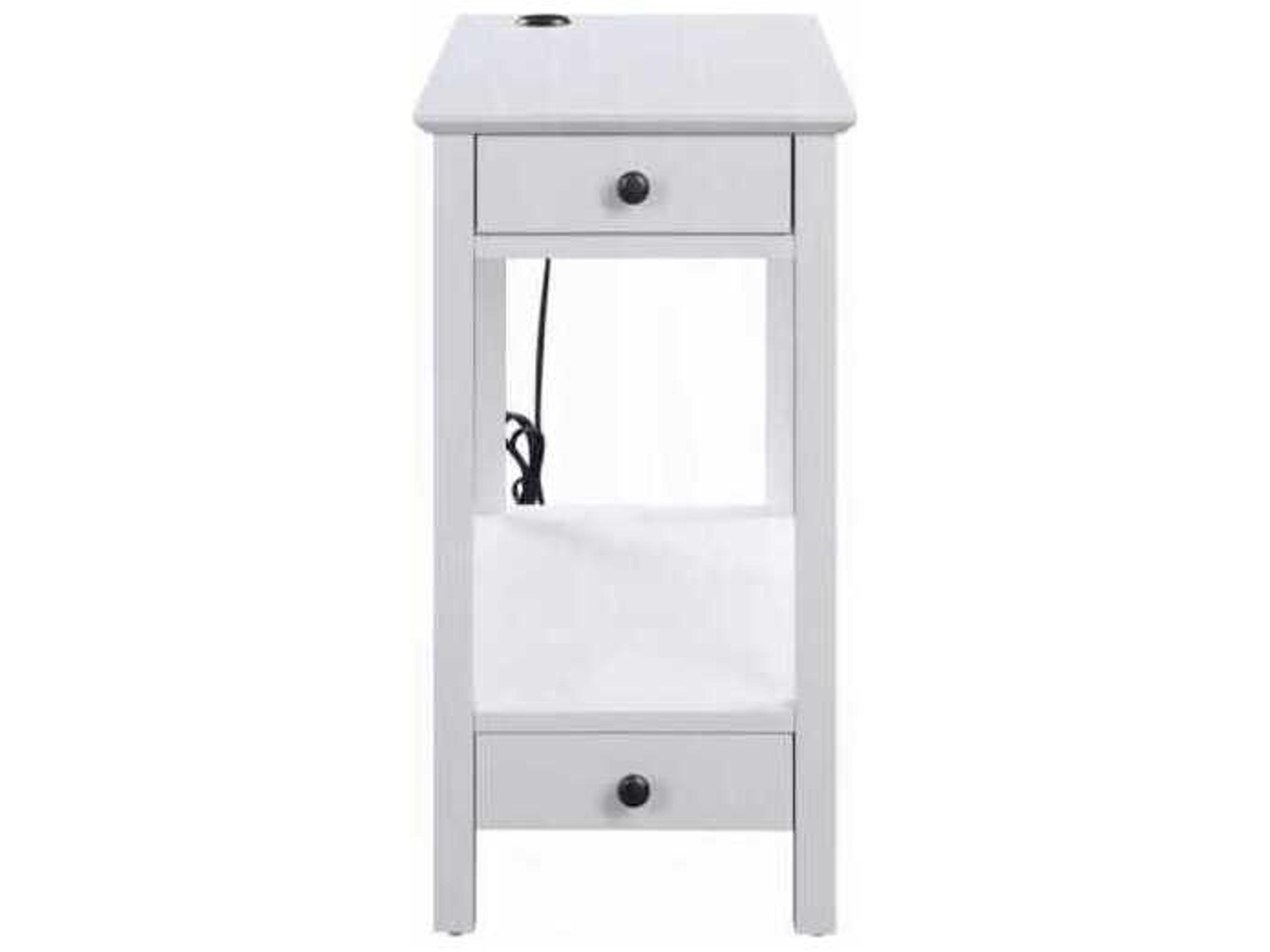 Acme Furniture Rectangular Wood White End Table