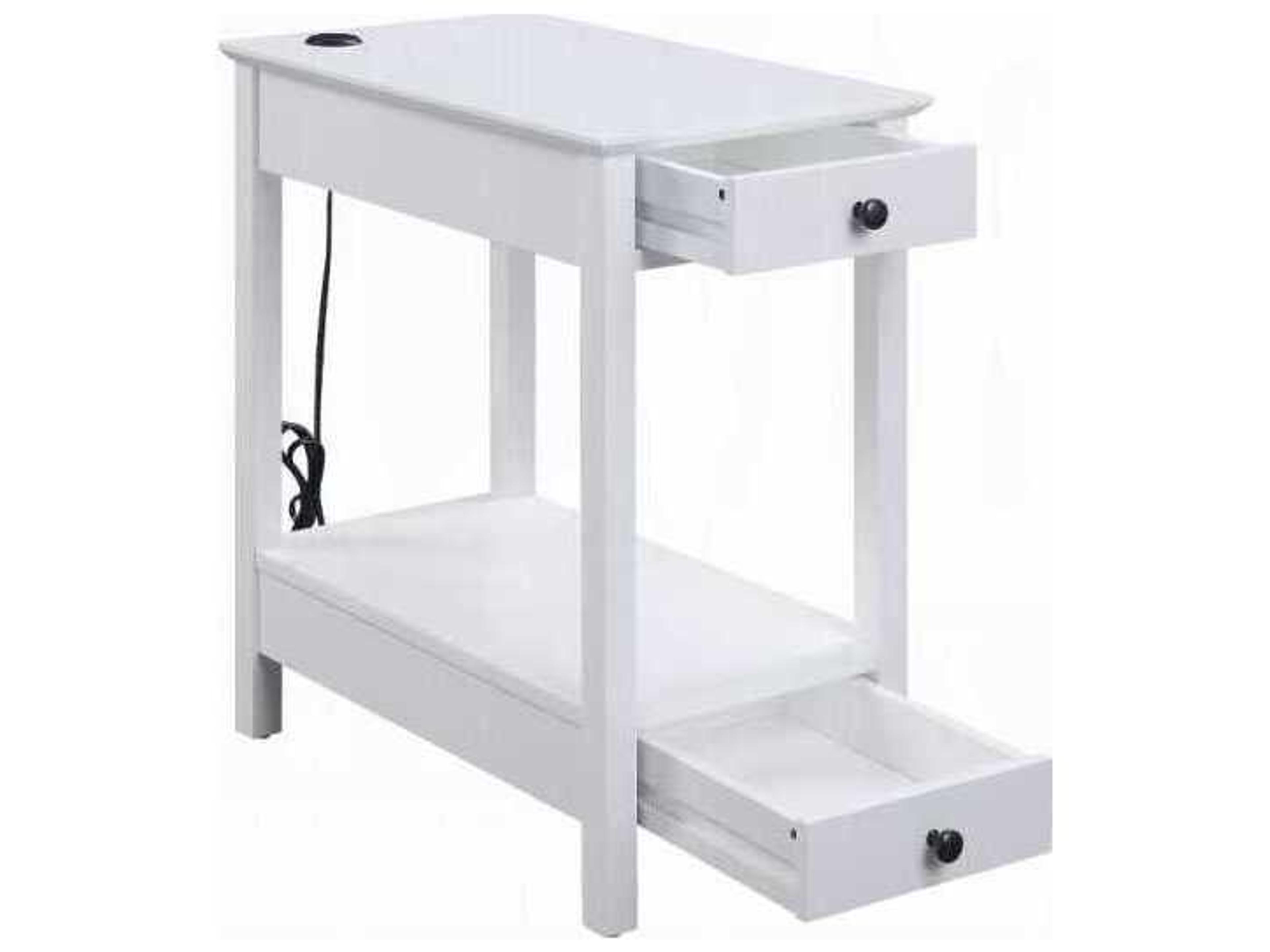 Acme Furniture Rectangular Wood White End Table