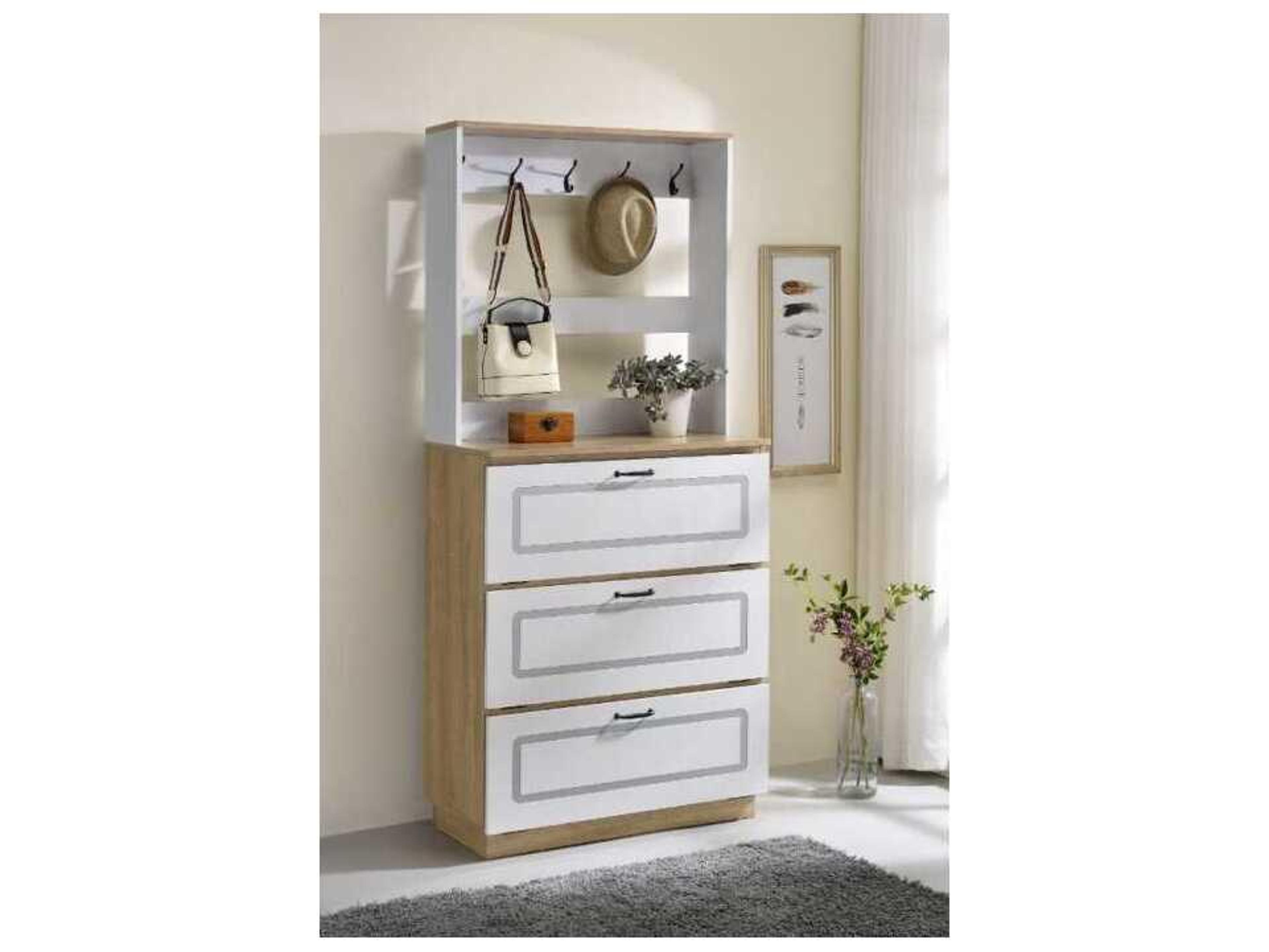 Acme Furniture Light Oak White Shoe Rack