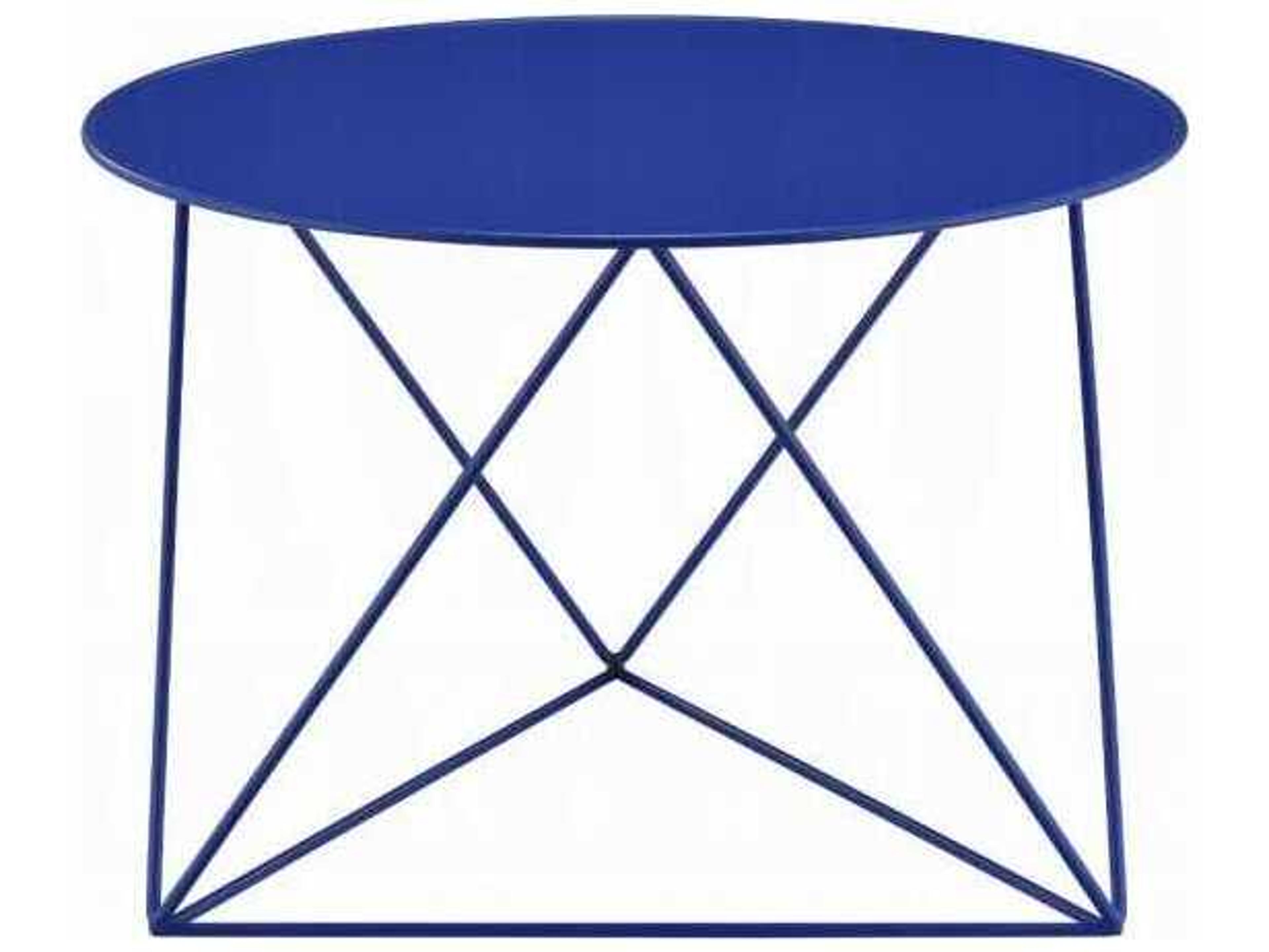 Acme Furniture Epidia Round Metal Blue End Table