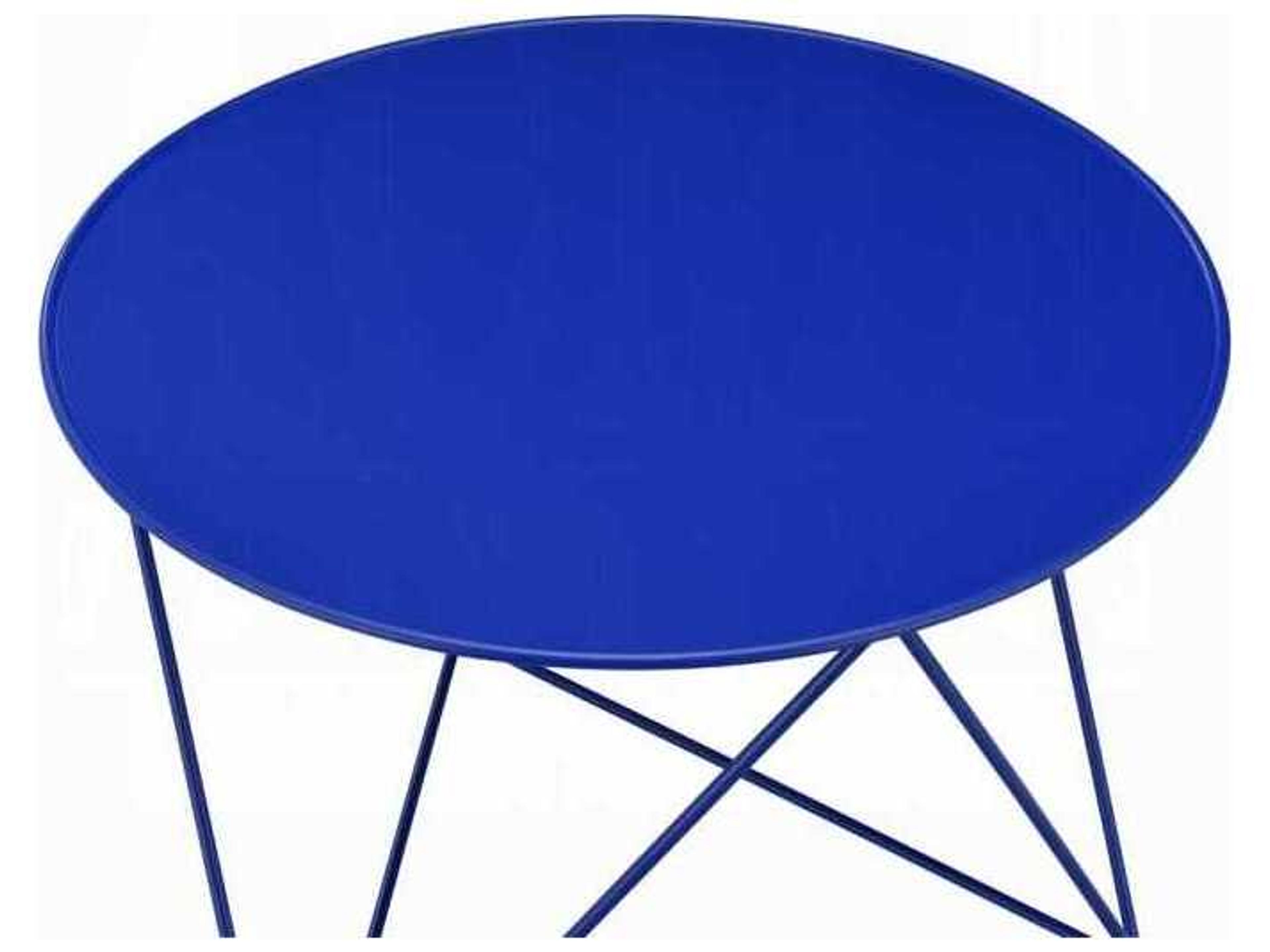 Acme Furniture Epidia Round Metal Blue End Table