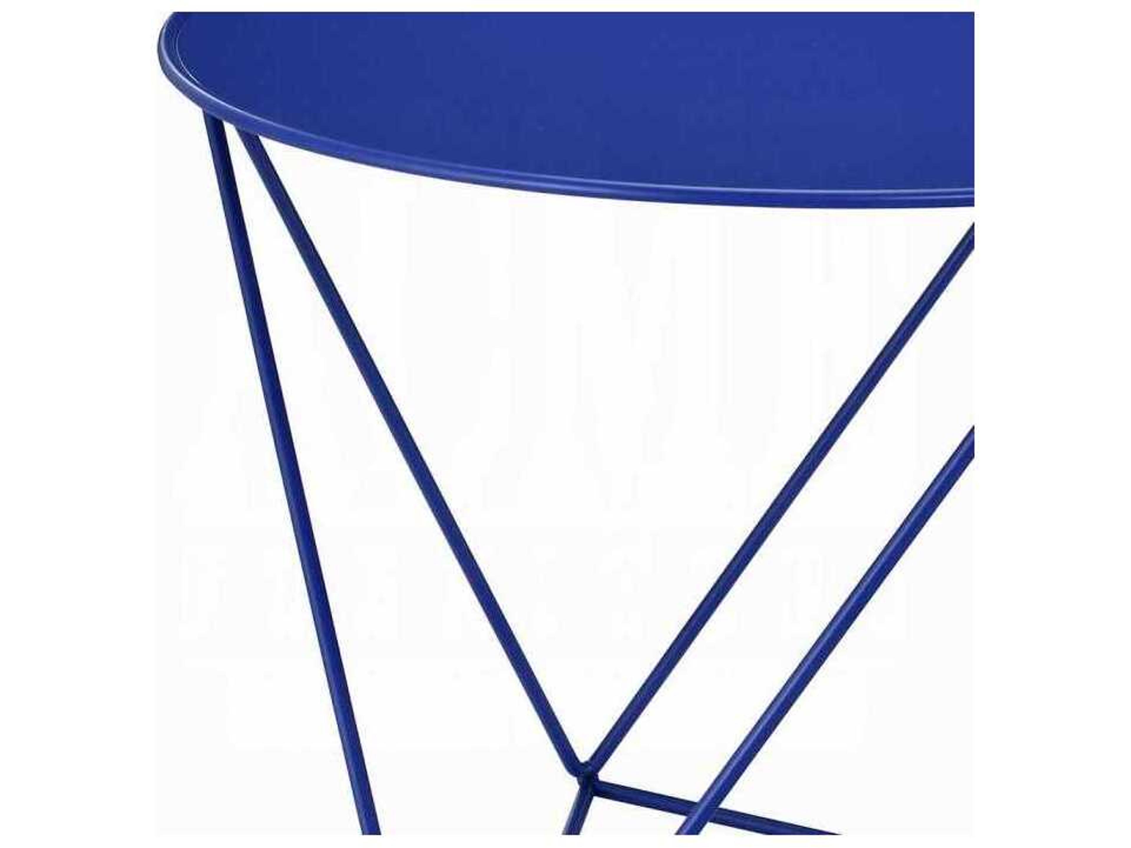 Acme Furniture Epidia Round Metal Blue End Table