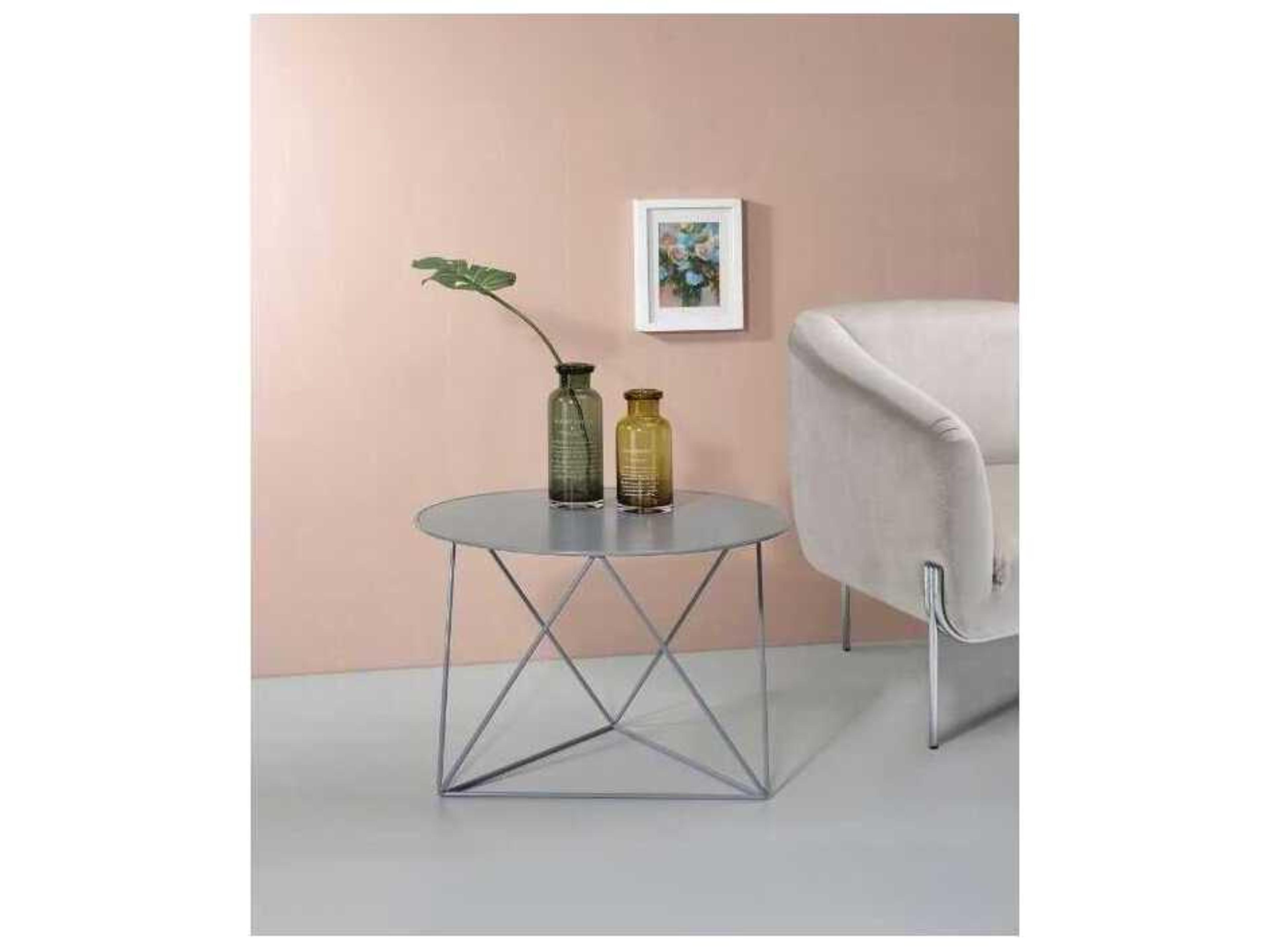 Acme Furniture Epidia Round Metal Gray End Table