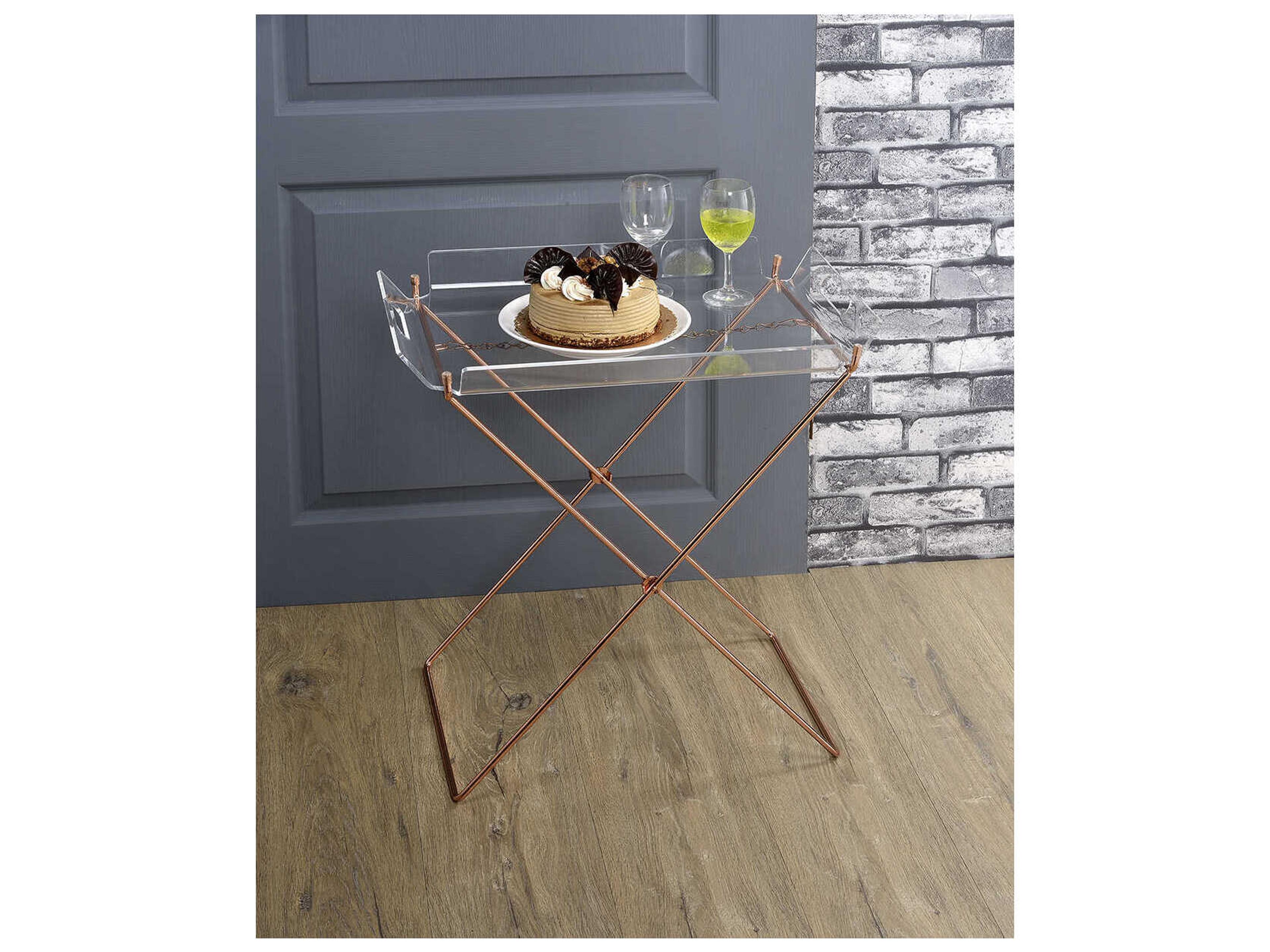 Acme Furniture Rectangular Clear Acrylic Copper End Table
