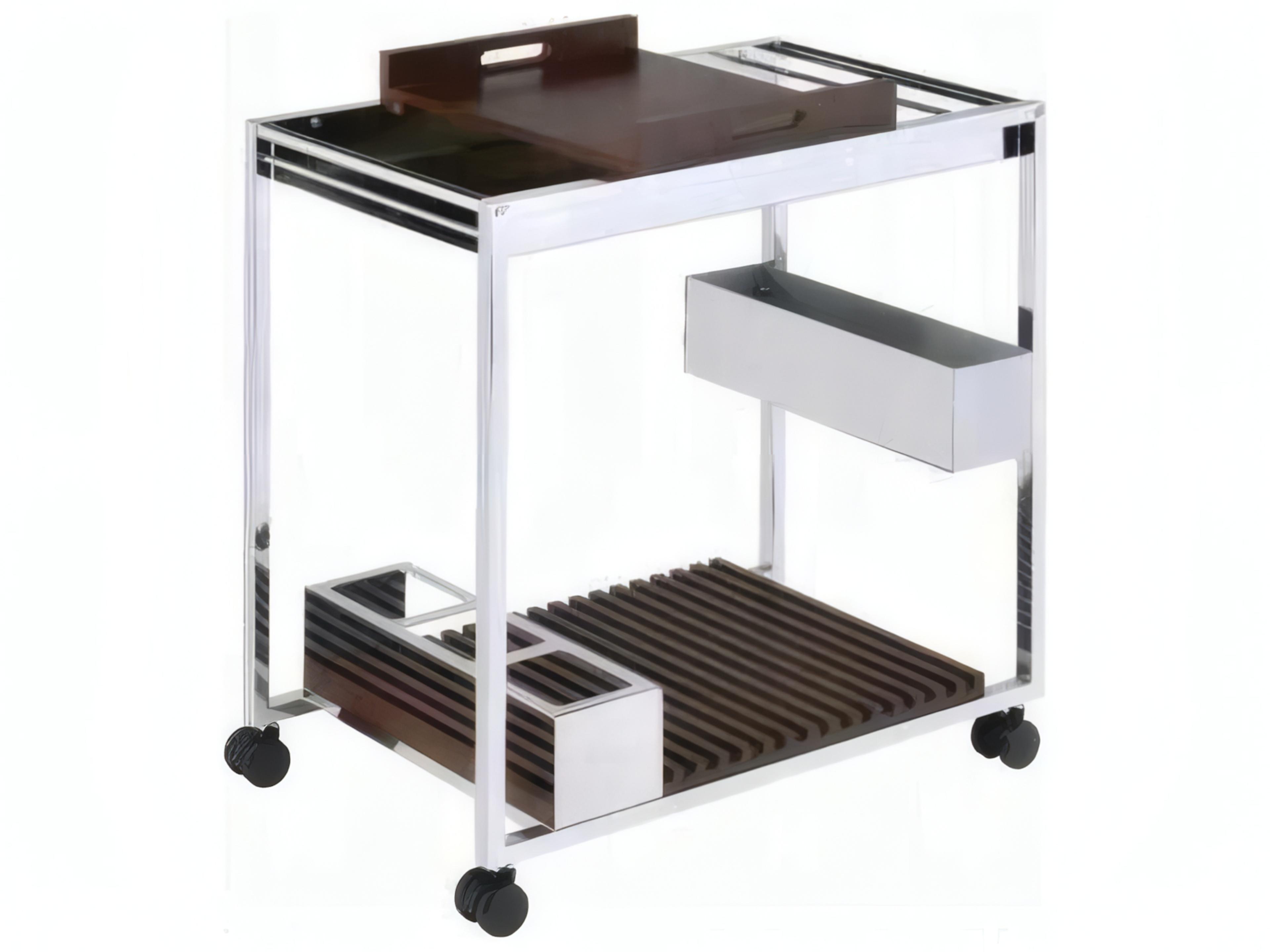 Wood Silver Chrome Bar Cart