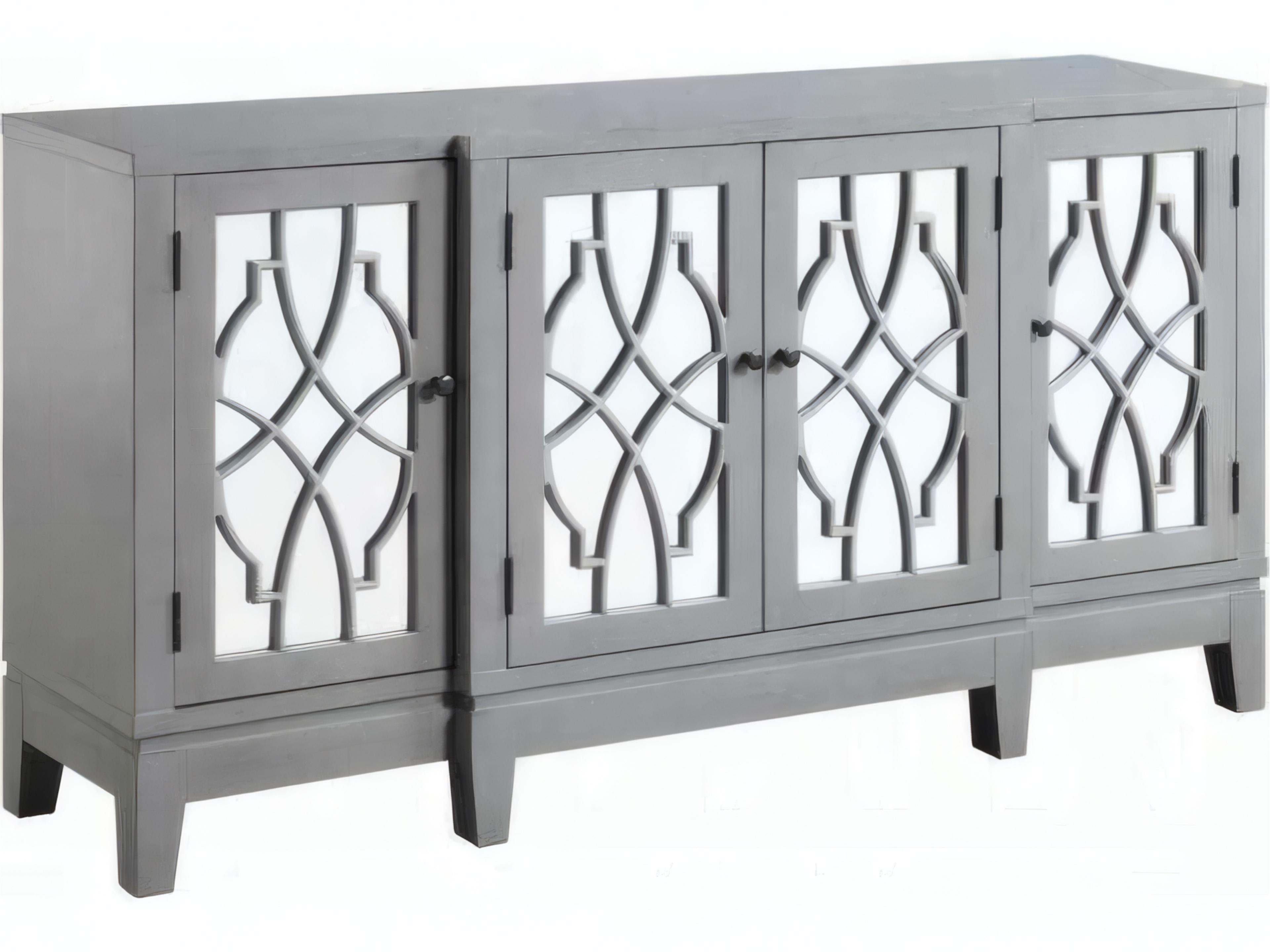 60" Rubberwood Antique Gray Sideboard