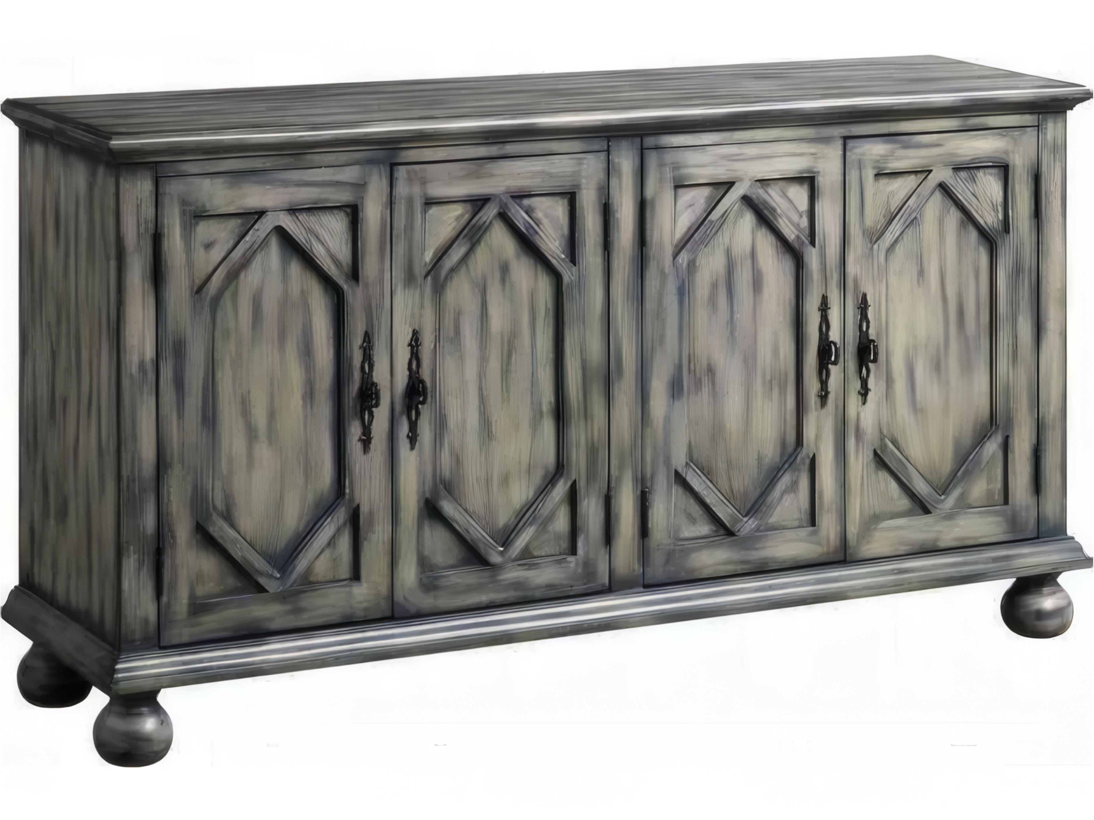 60" Rubberwood Rustic Gray Sideboard