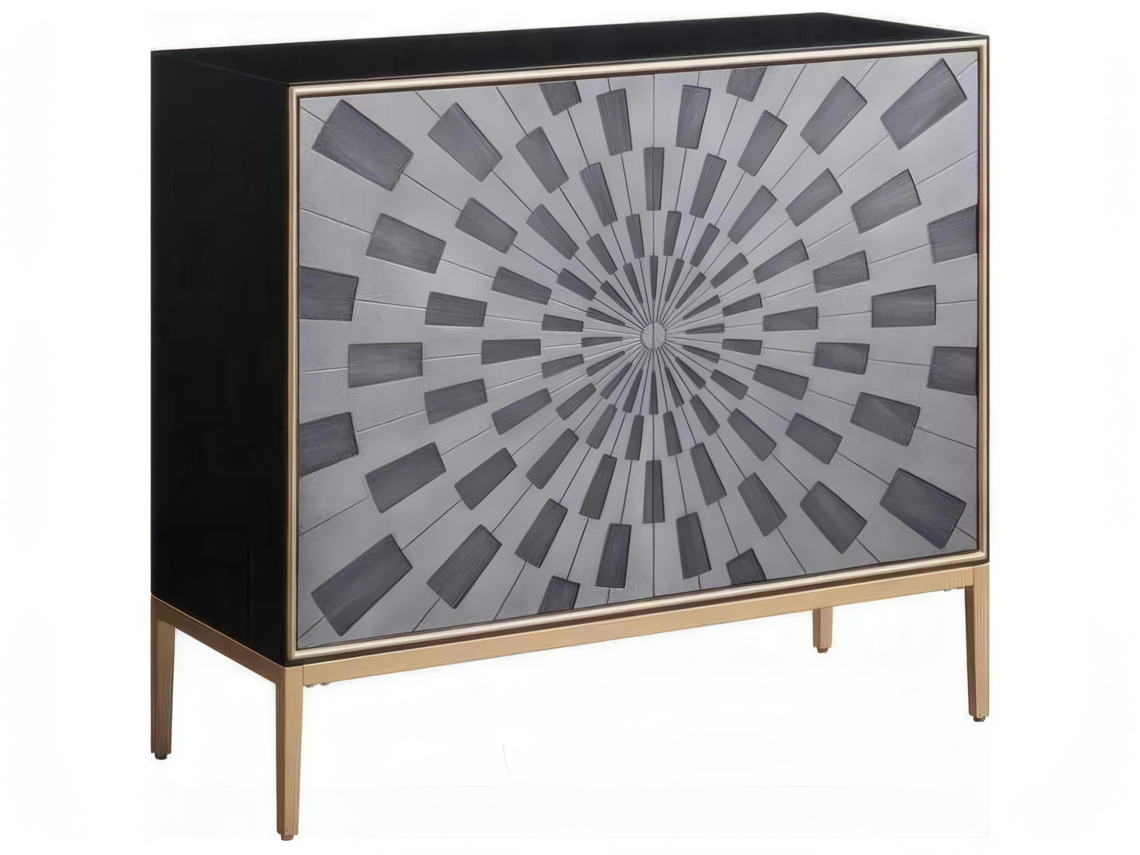 Black Gray Brass Birch Wood Accent Chest