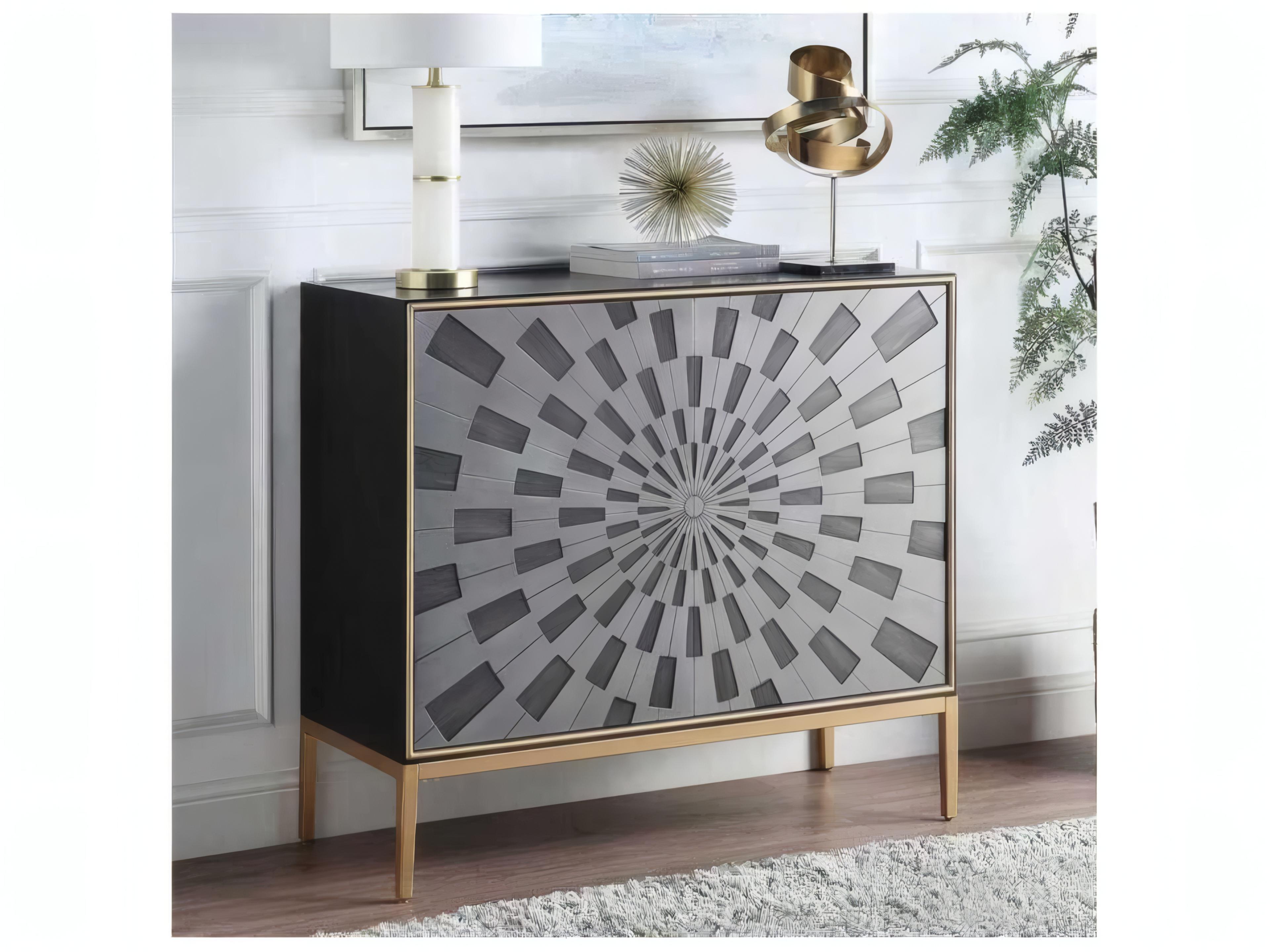 Acme Furniture Black Gray Brass Birch Wood Accent Chest