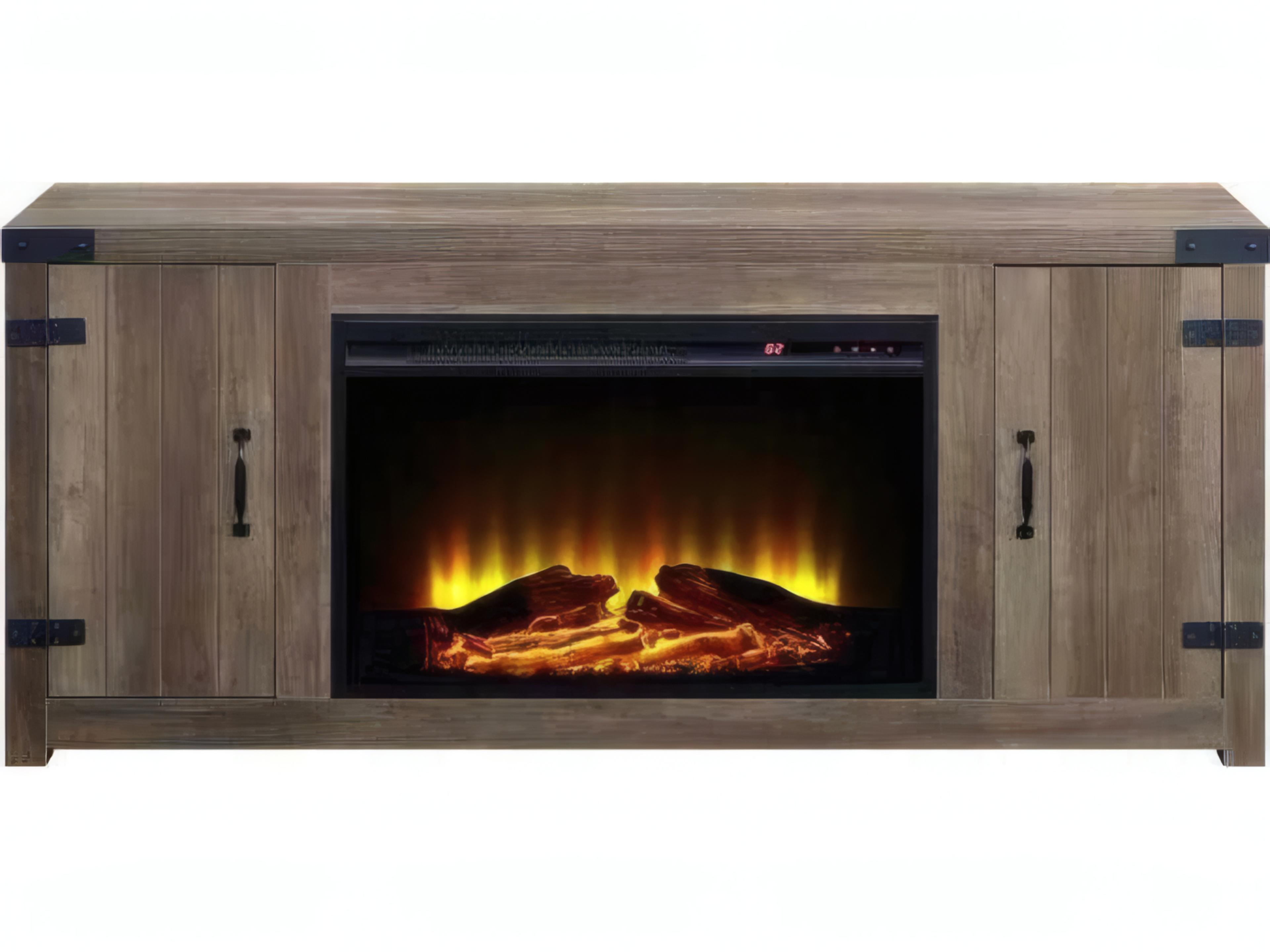Acme Furniture Tobias Rustic Oak Electric Fireplace