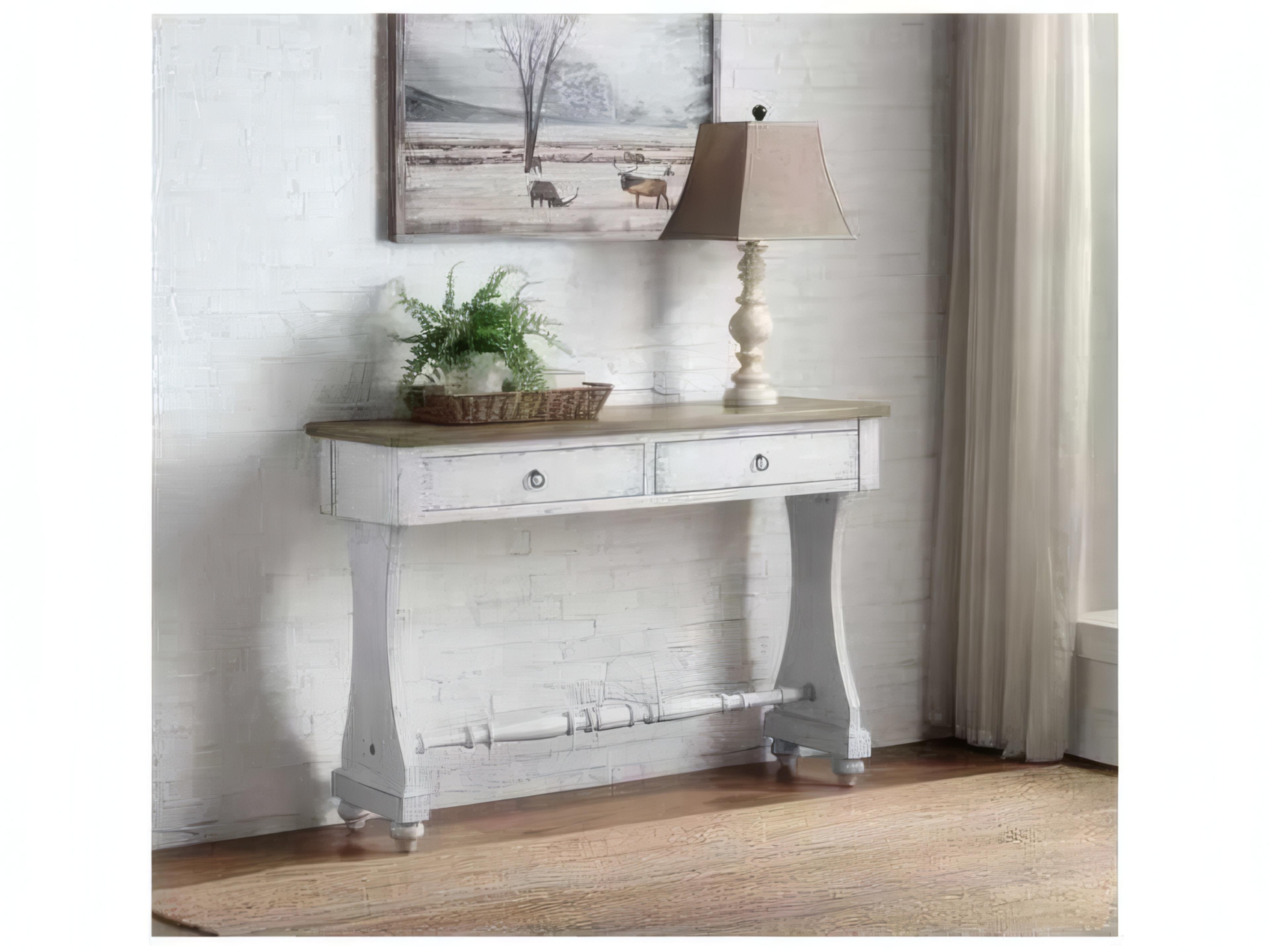 Acme Furniture Rectangular Wood Antique White Console Table