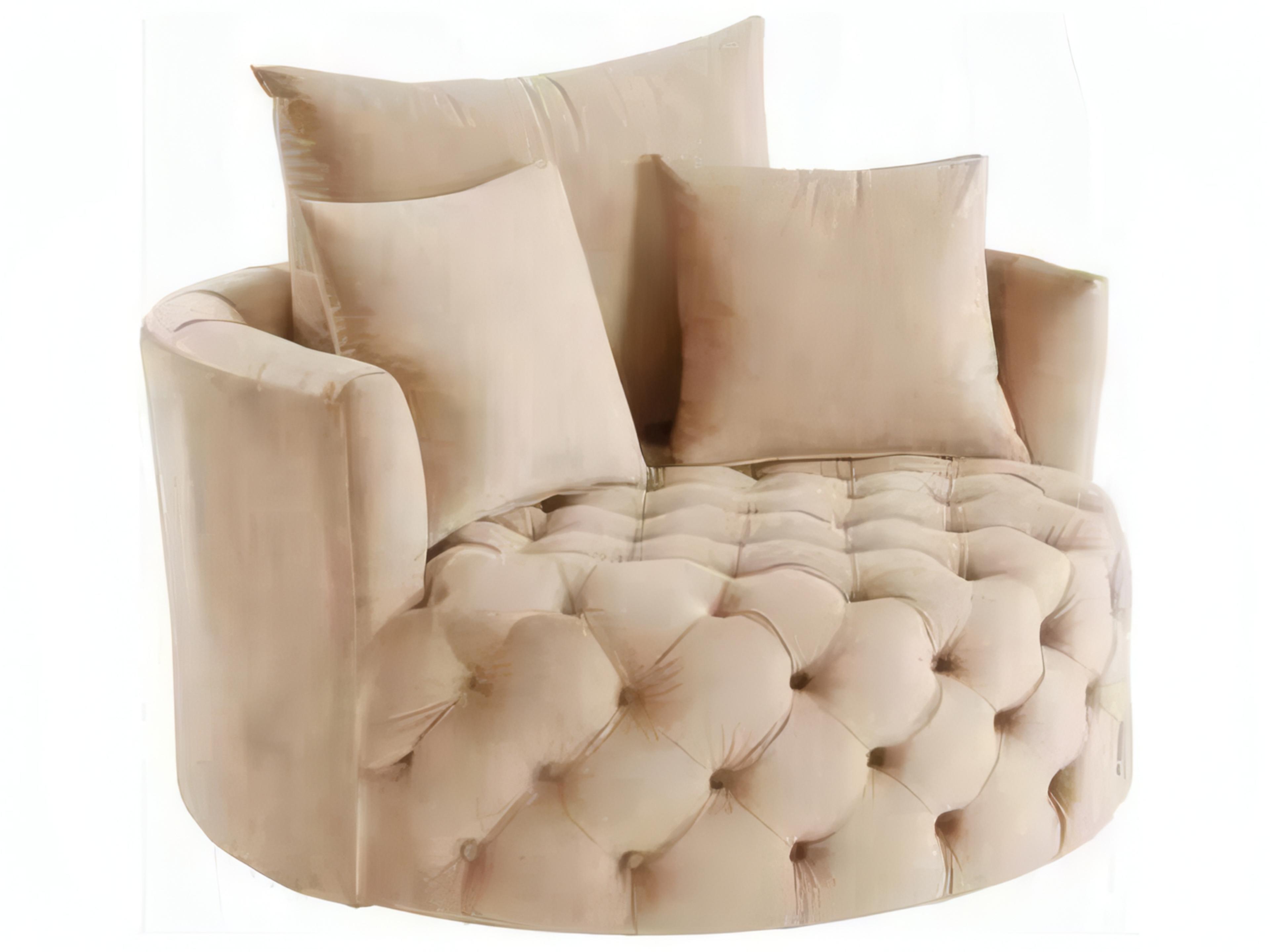 Zunyas Swivel Beige Velvet Accent Chair
