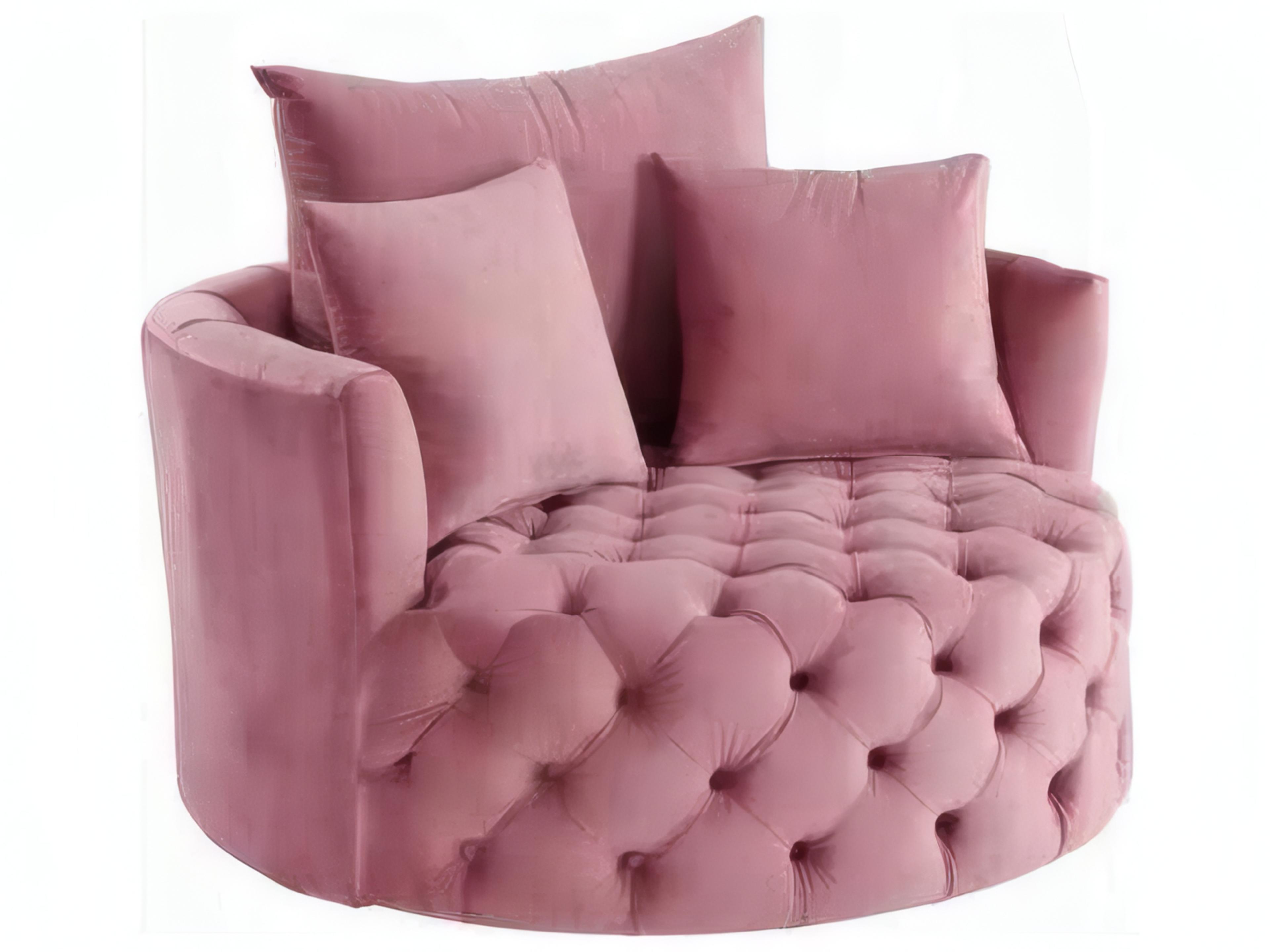 Zunyas Pink Velvet Swivel Accent Barrel Chair