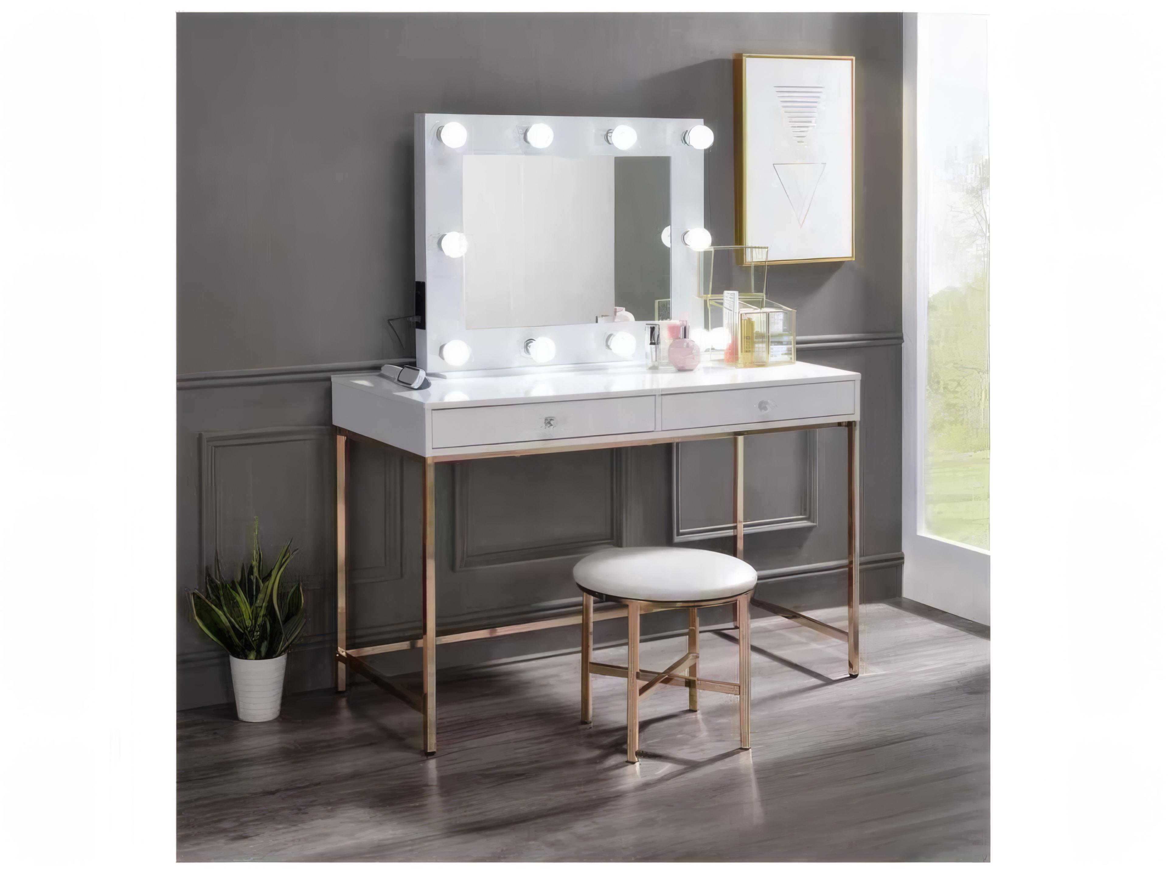 Acme Furniture White Rectangular Wall Mirror