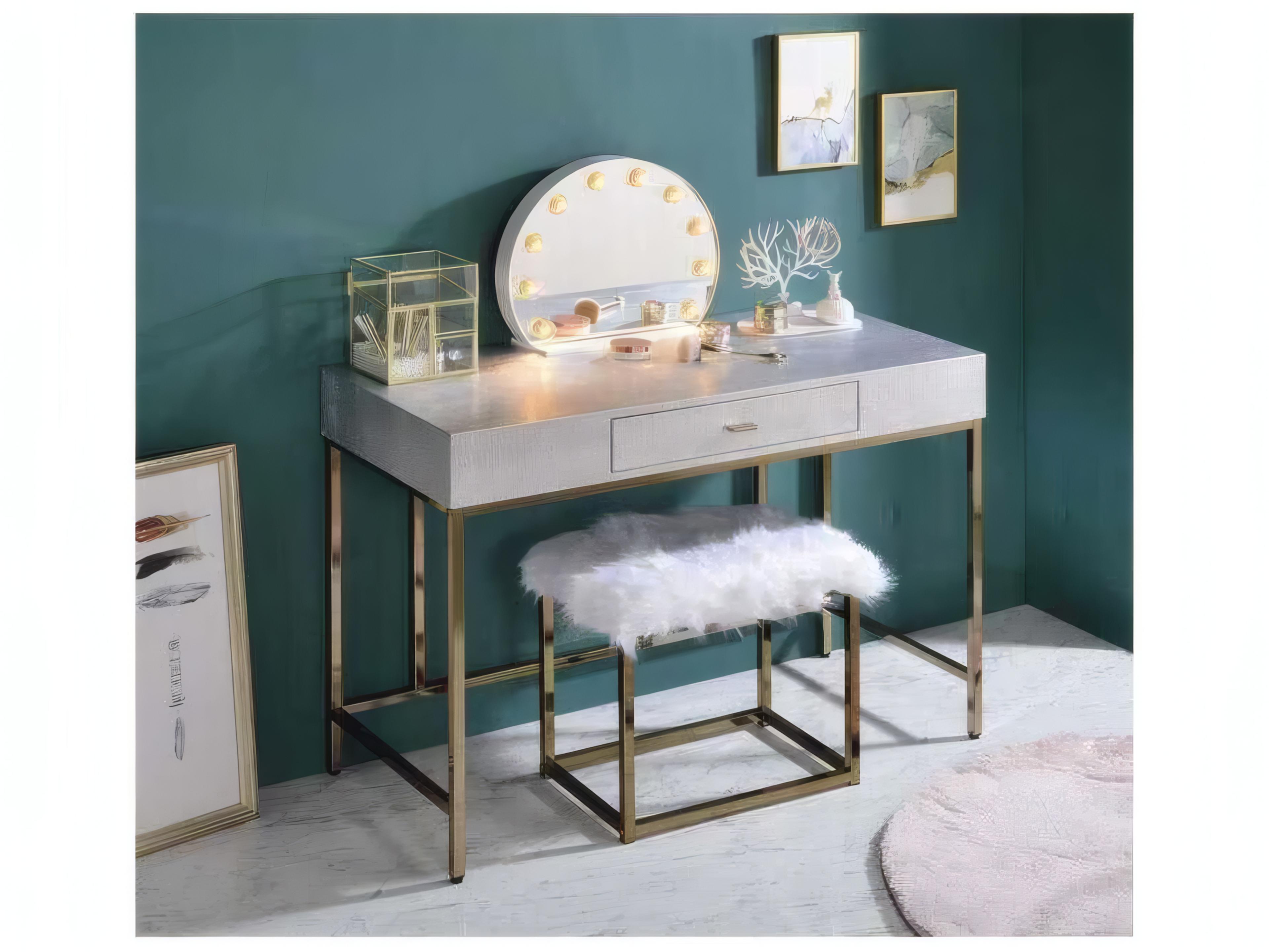 Acme Furniture White Round Wall Mirror