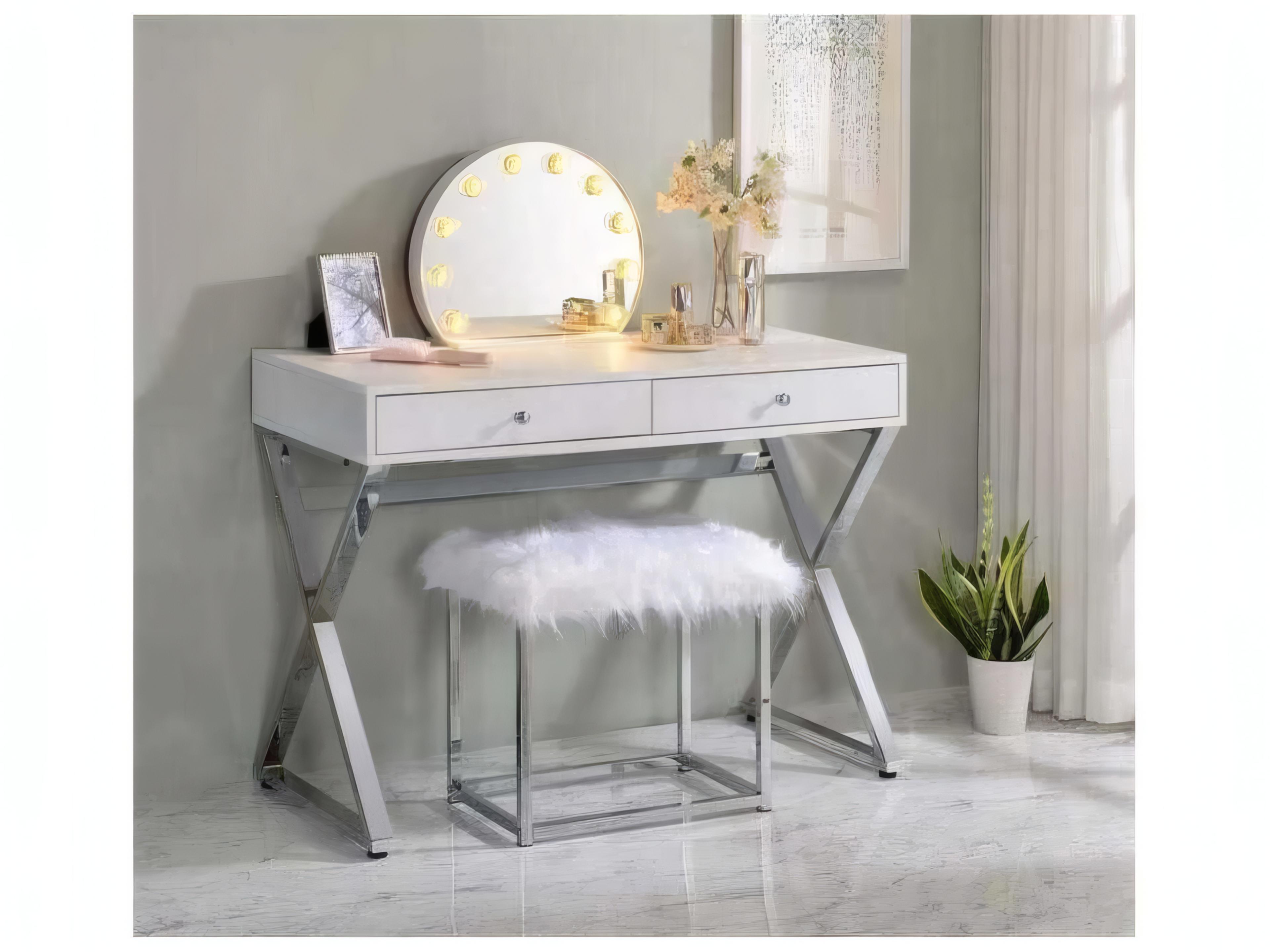 Acme Furniture White Round Wall Mirror