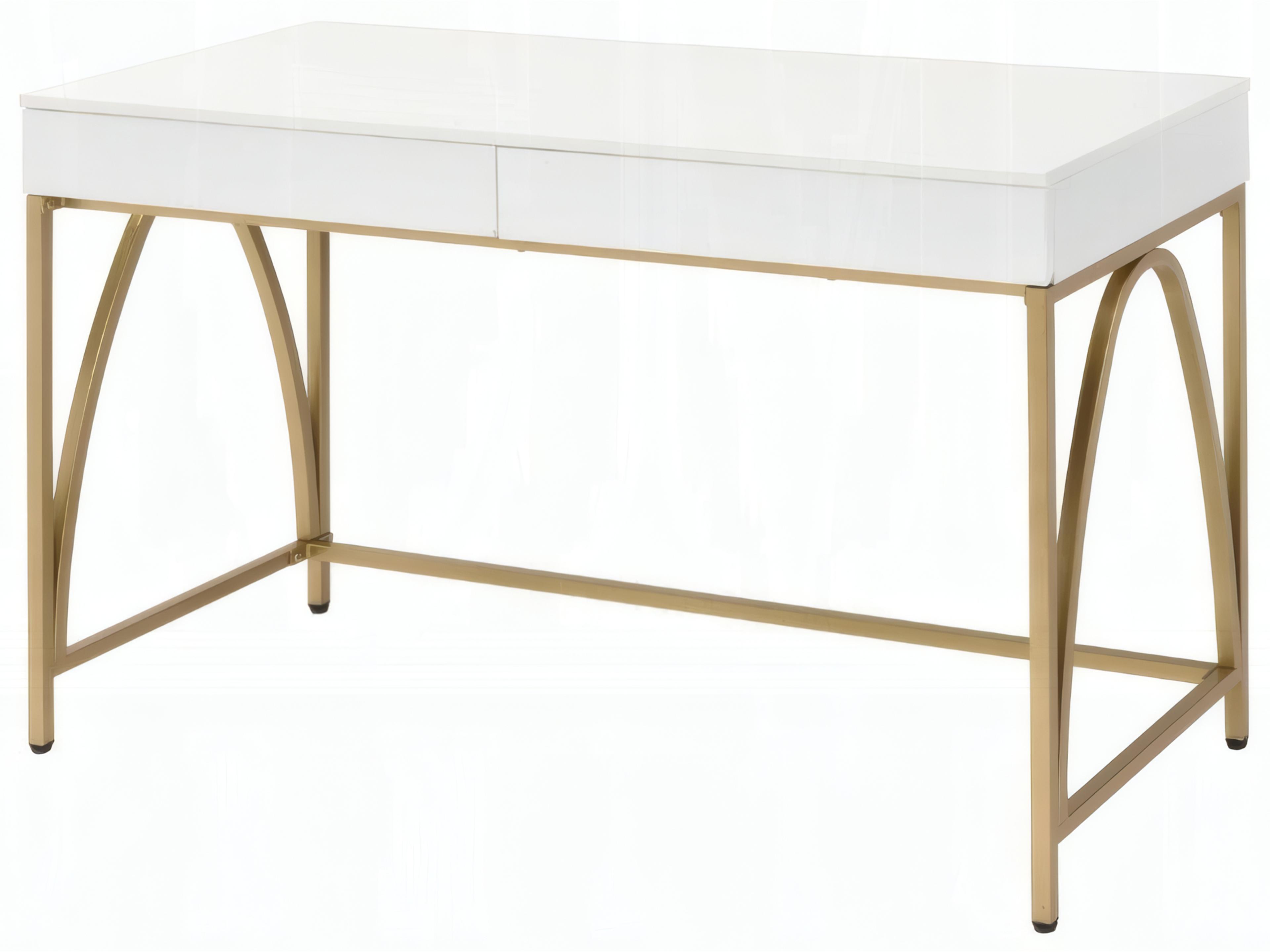 Lightmane White High Gloss Gold Vanity Table
