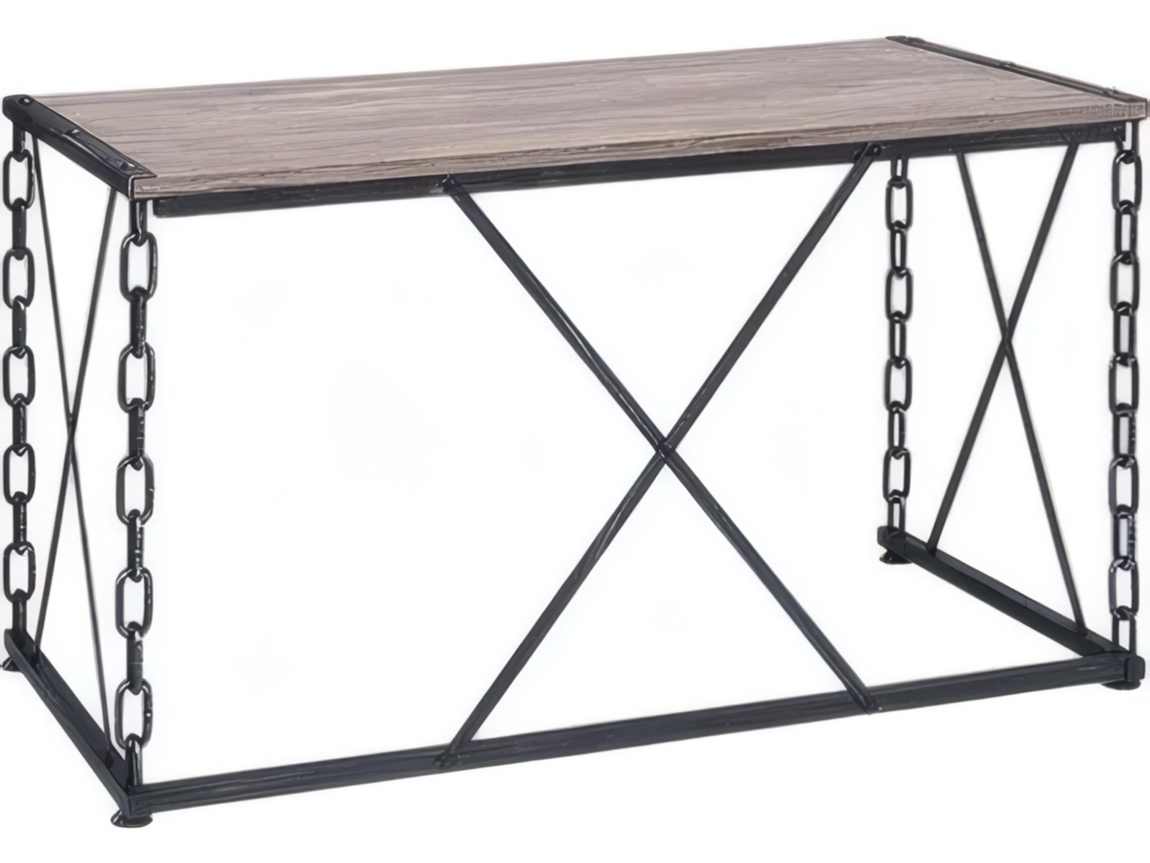 Acme Furniture Jodie Rectangular Wood Rustic Oak Antique Black Console Table