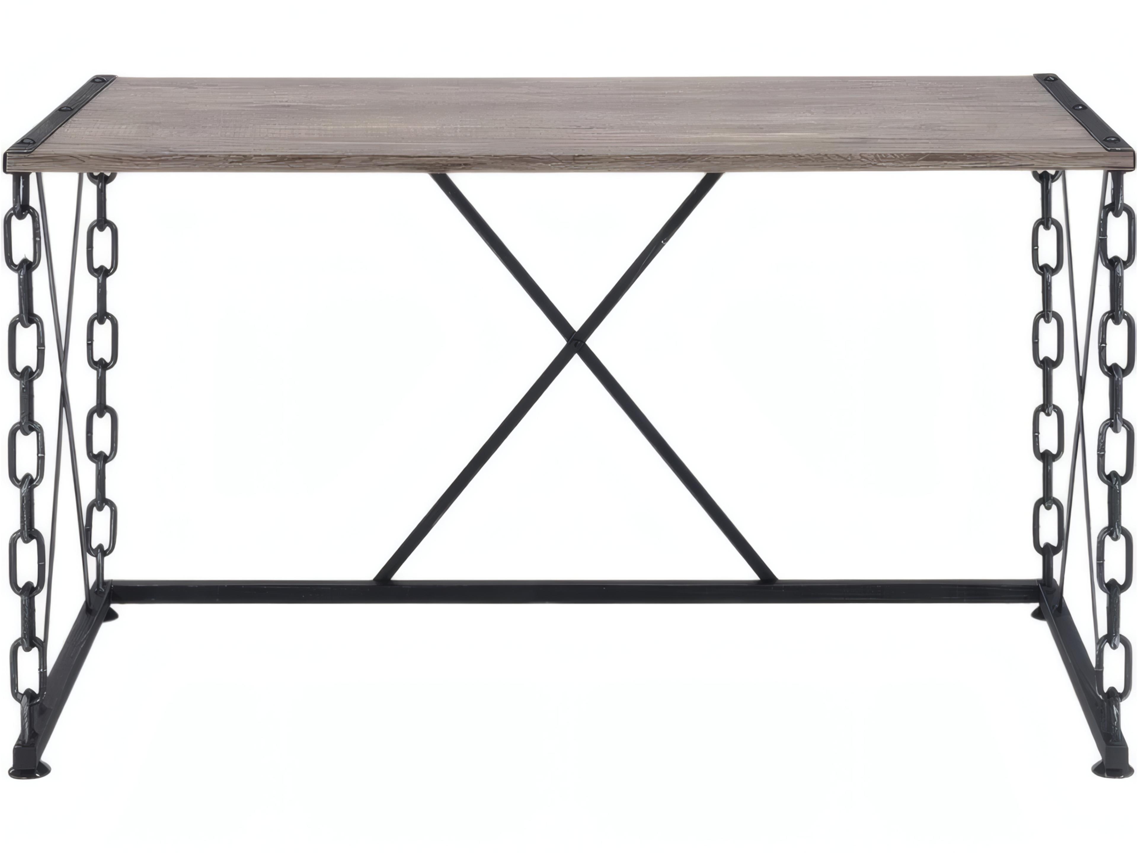 Acme Furniture Jodie Rectangular Wood Rustic Oak Antique Black Console Table