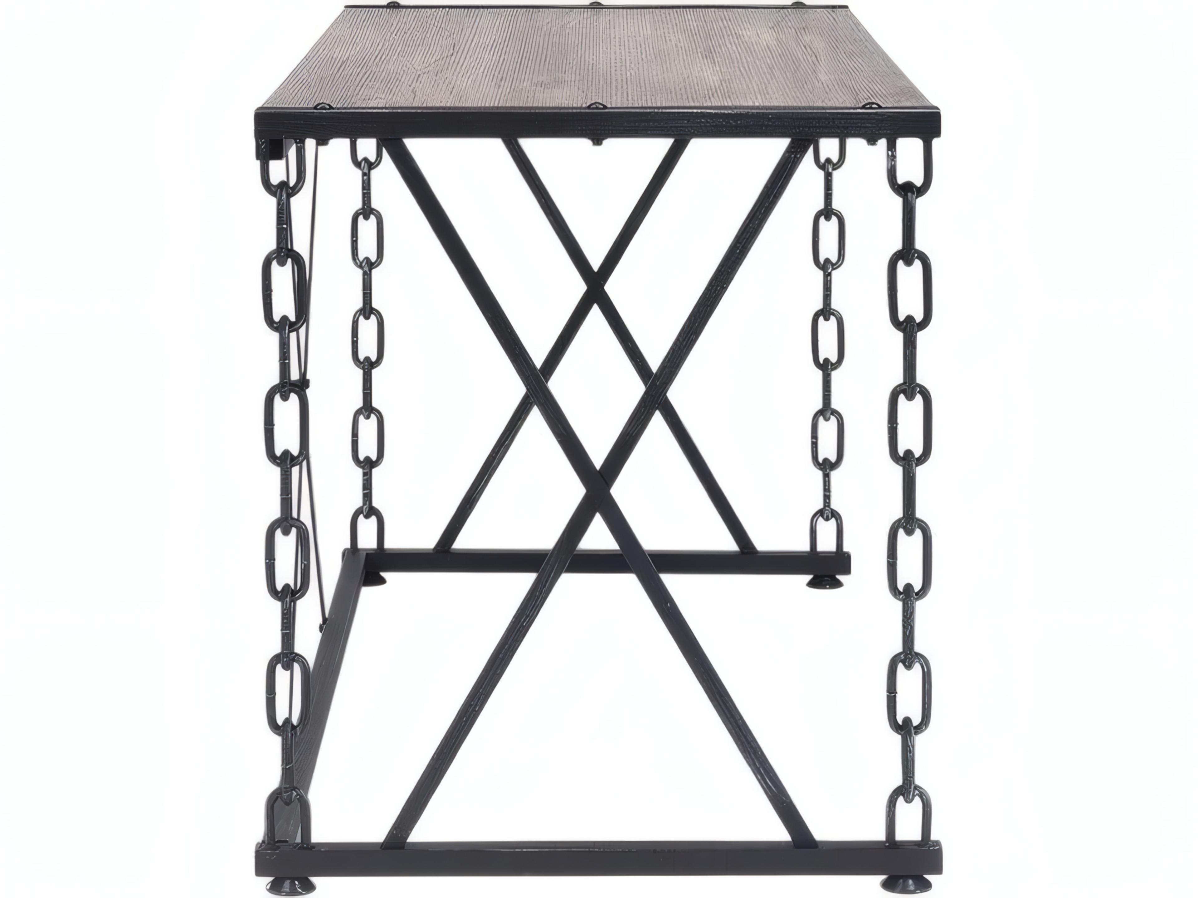 Acme Furniture Jodie Rectangular Wood Rustic Oak Antique Black Console Table