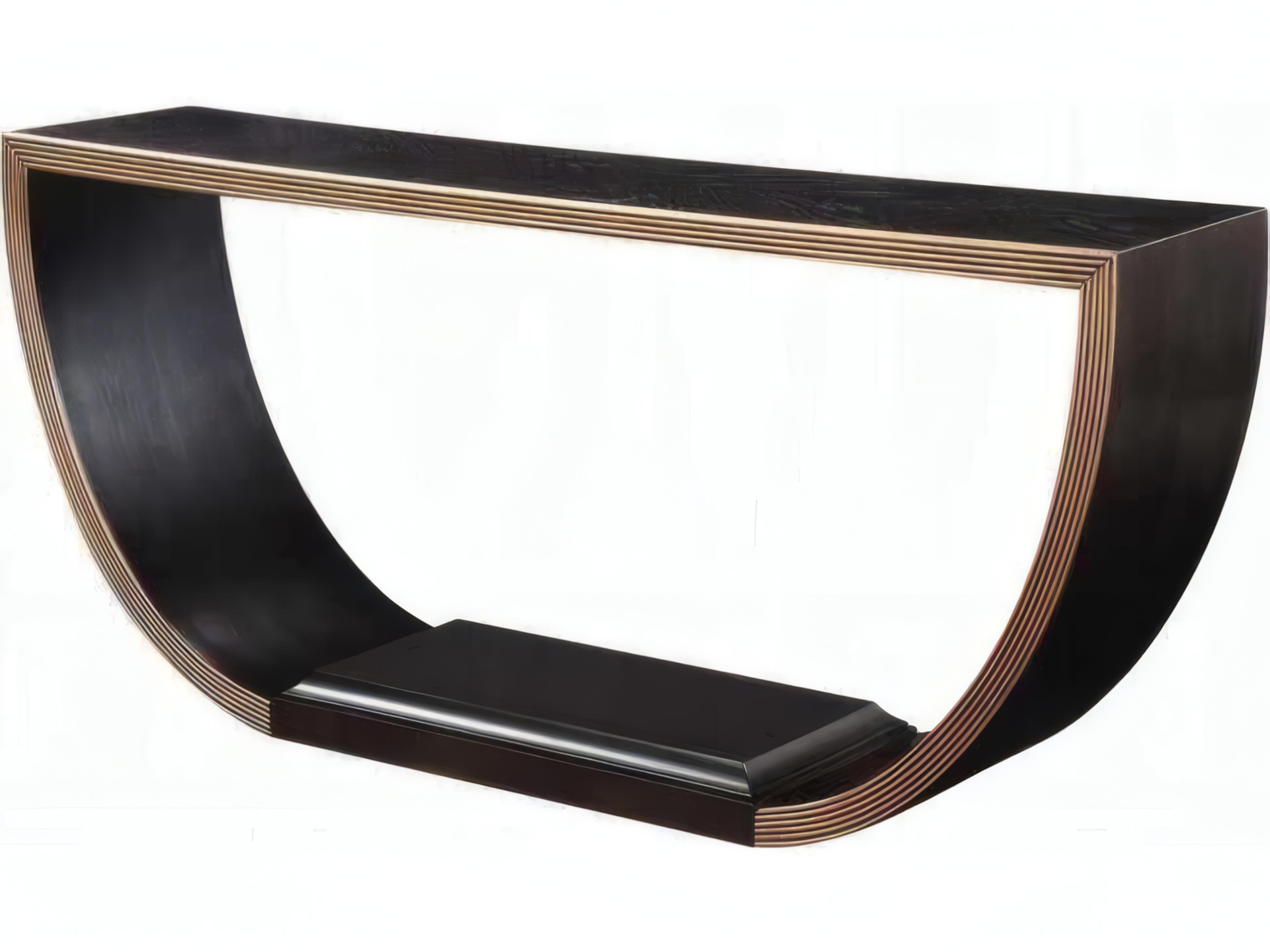 Demilune Wood Black Gold Console Table