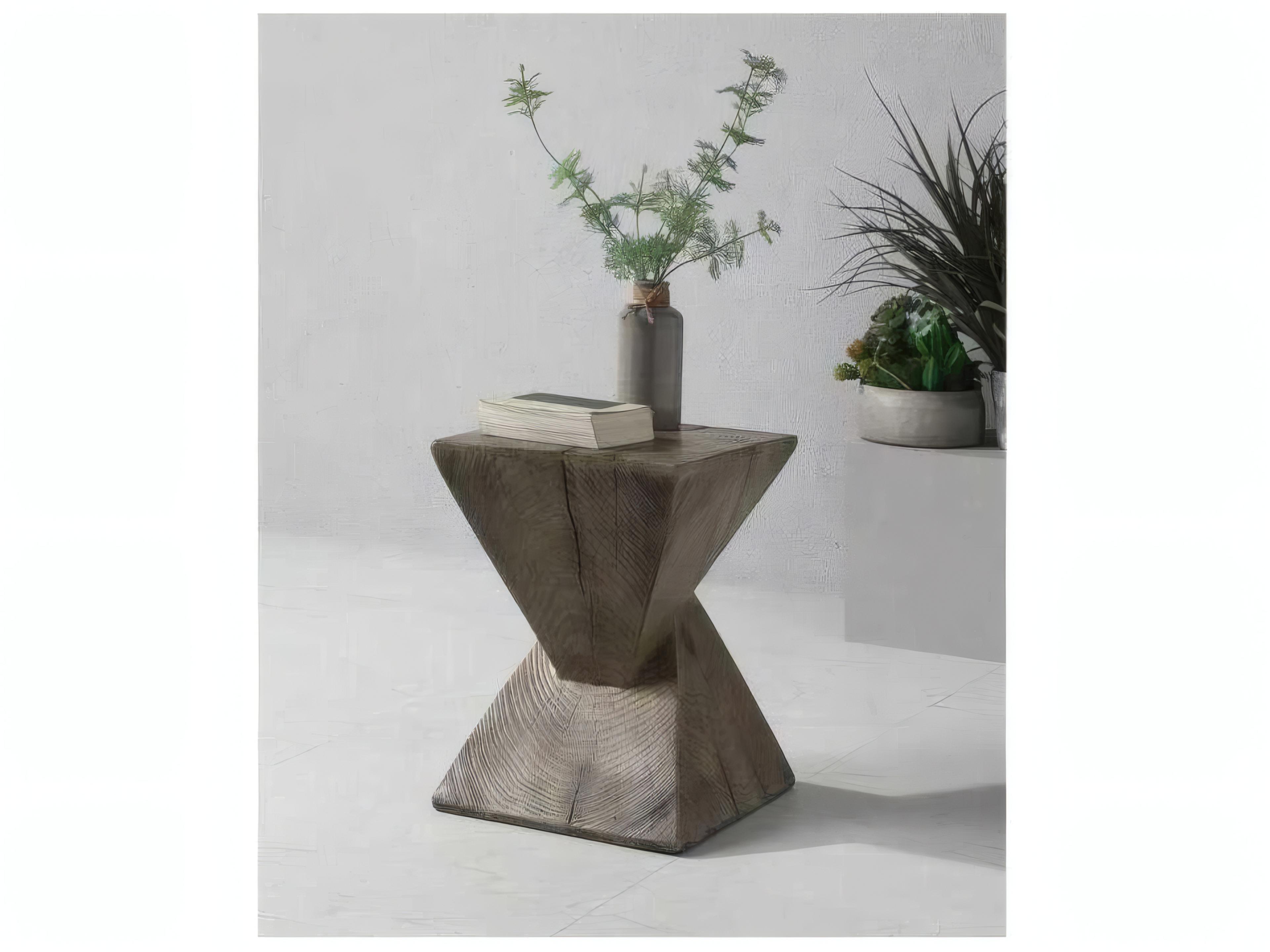 Acme Furniture Square Concrete Weathered Oak End Table