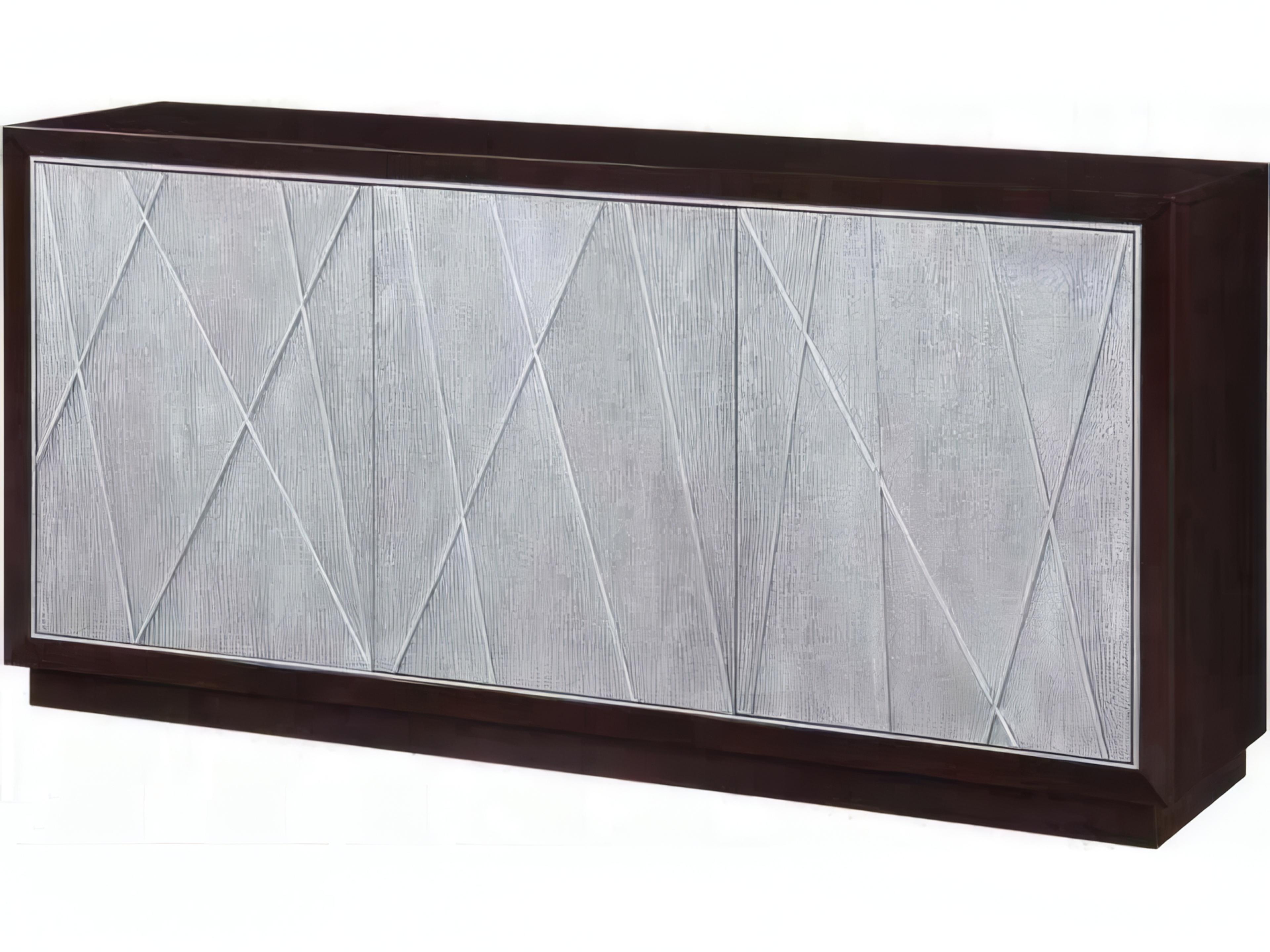 68" Birch Wood Metallic Silver Walnut Media Console