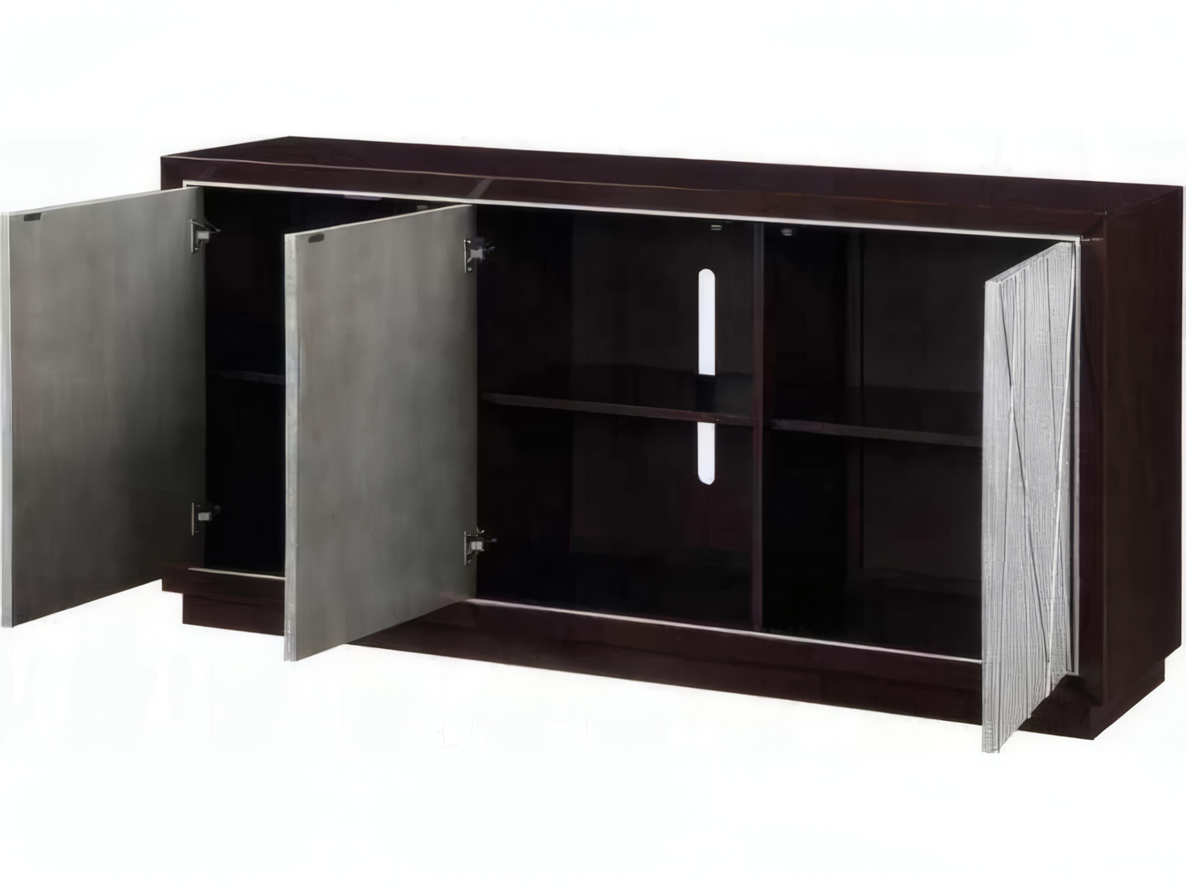 Acme Furniture 68" Birch Wood Metallic Silver Walnut Media Console