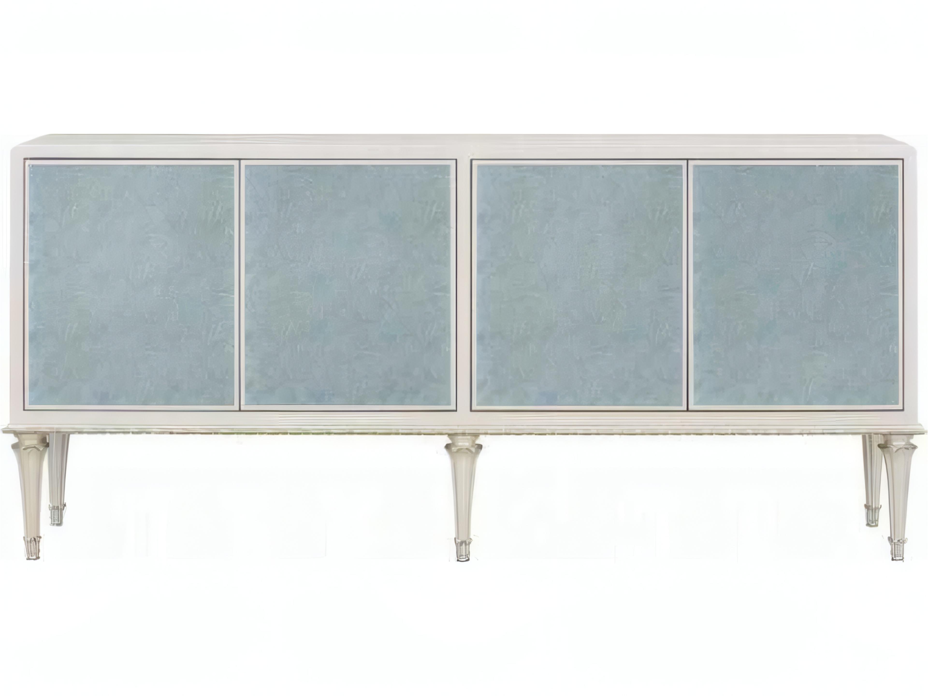 Acme Furniture 77" Birch Wood Pearl White Silver Shimmer Sideboard