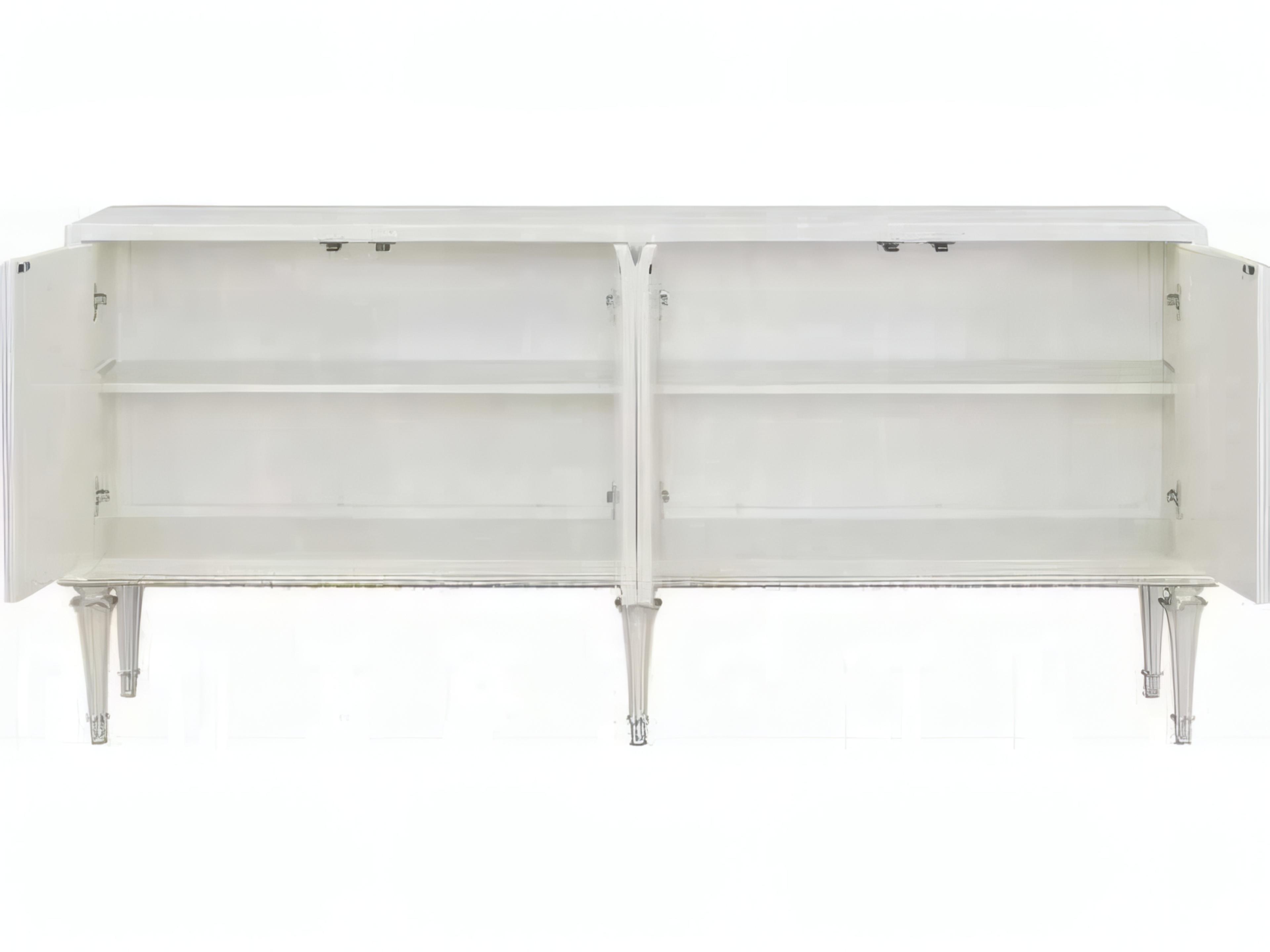 Acme Furniture 77" Birch Wood Pearl White Silver Shimmer Sideboard