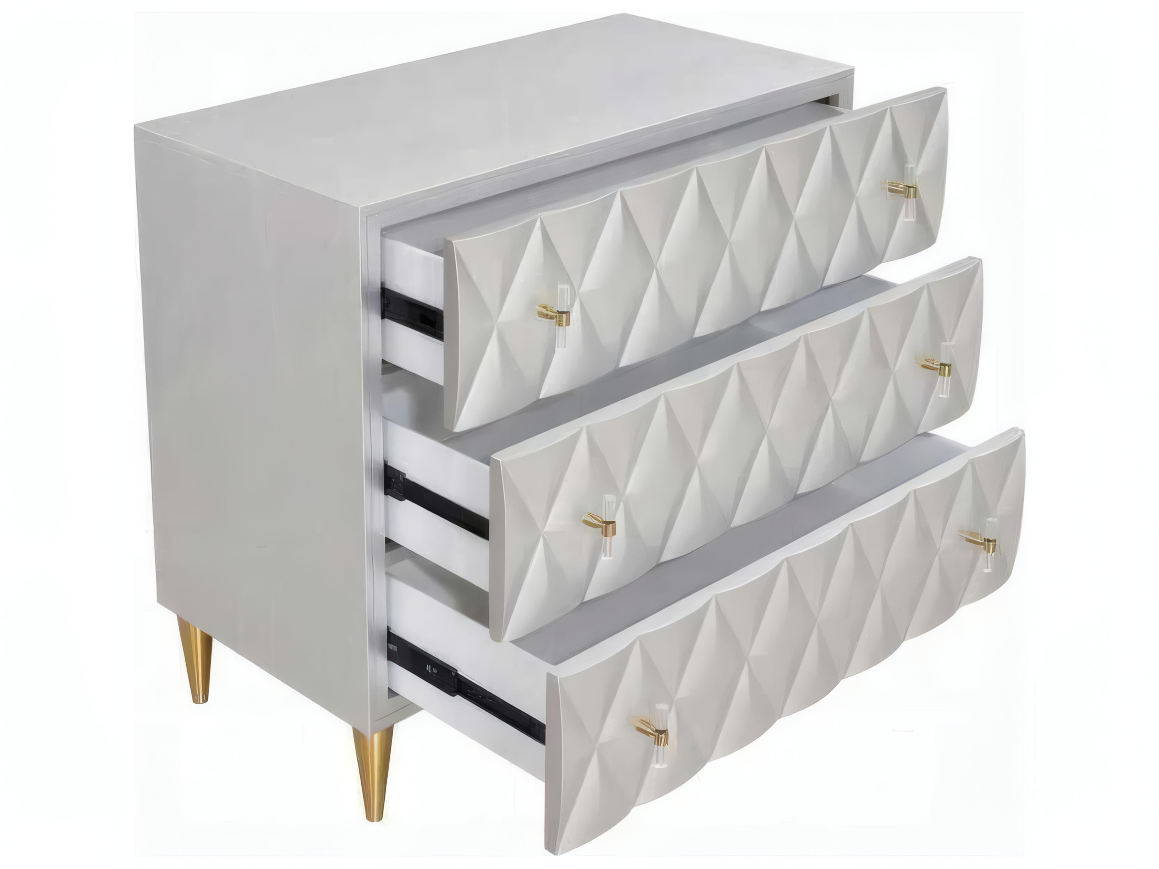 Acme Furniture Metallic Silver Champagne Birch Wood Accent Chest