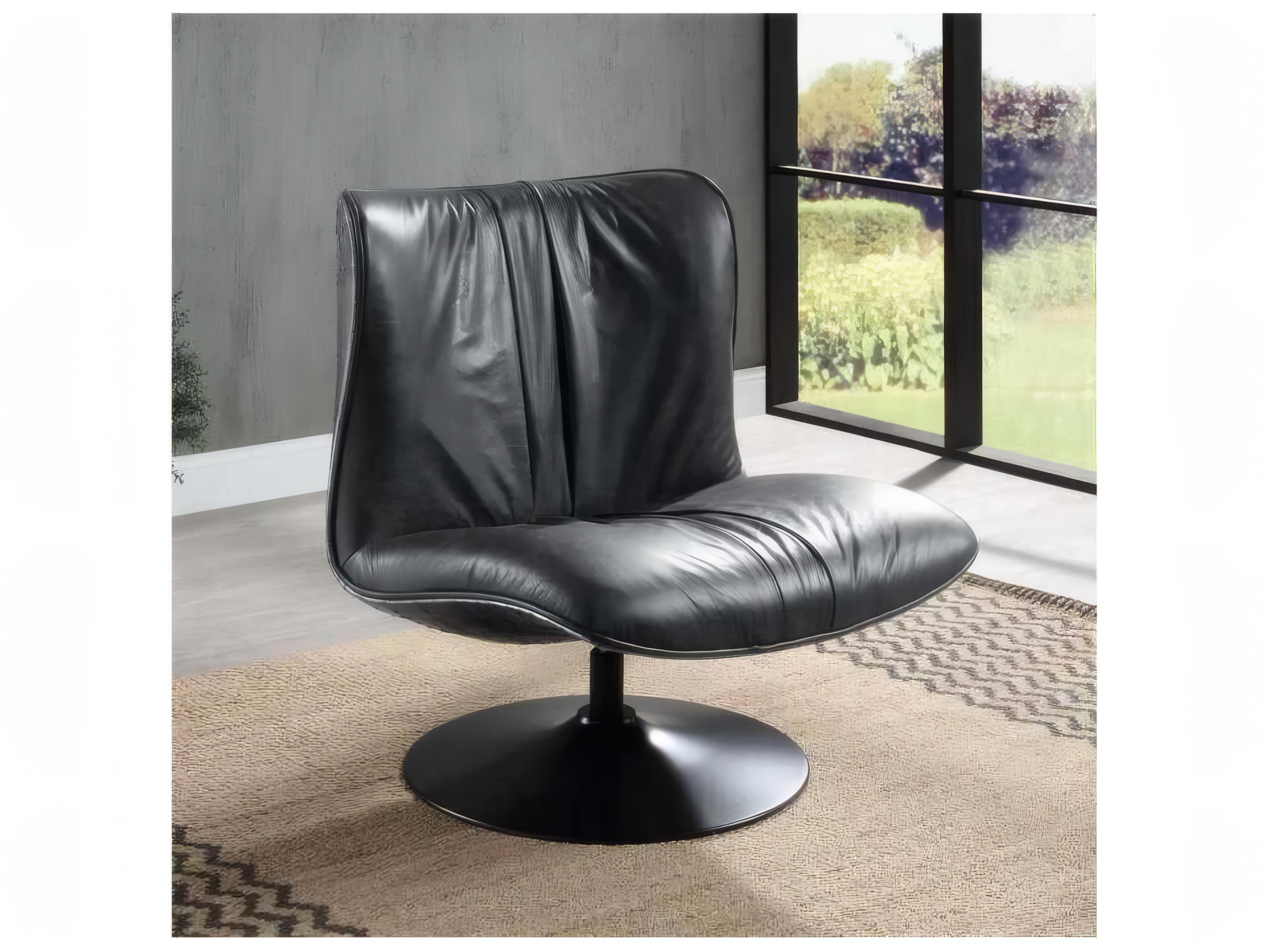 Acme Furniture Swivel Black Leather Accent Chair
