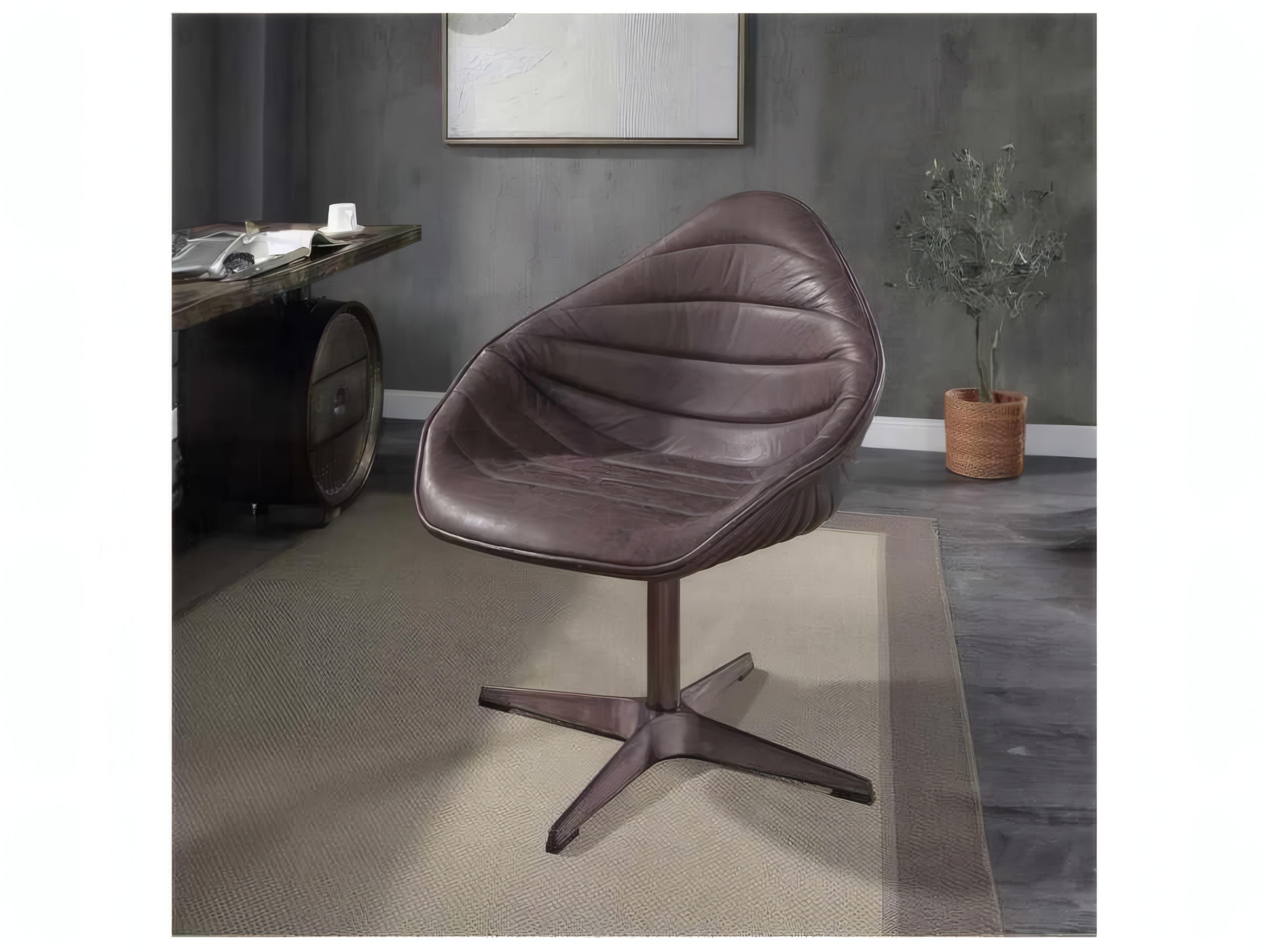 Acme Furniture Swivel Brown Leather Accent Chair