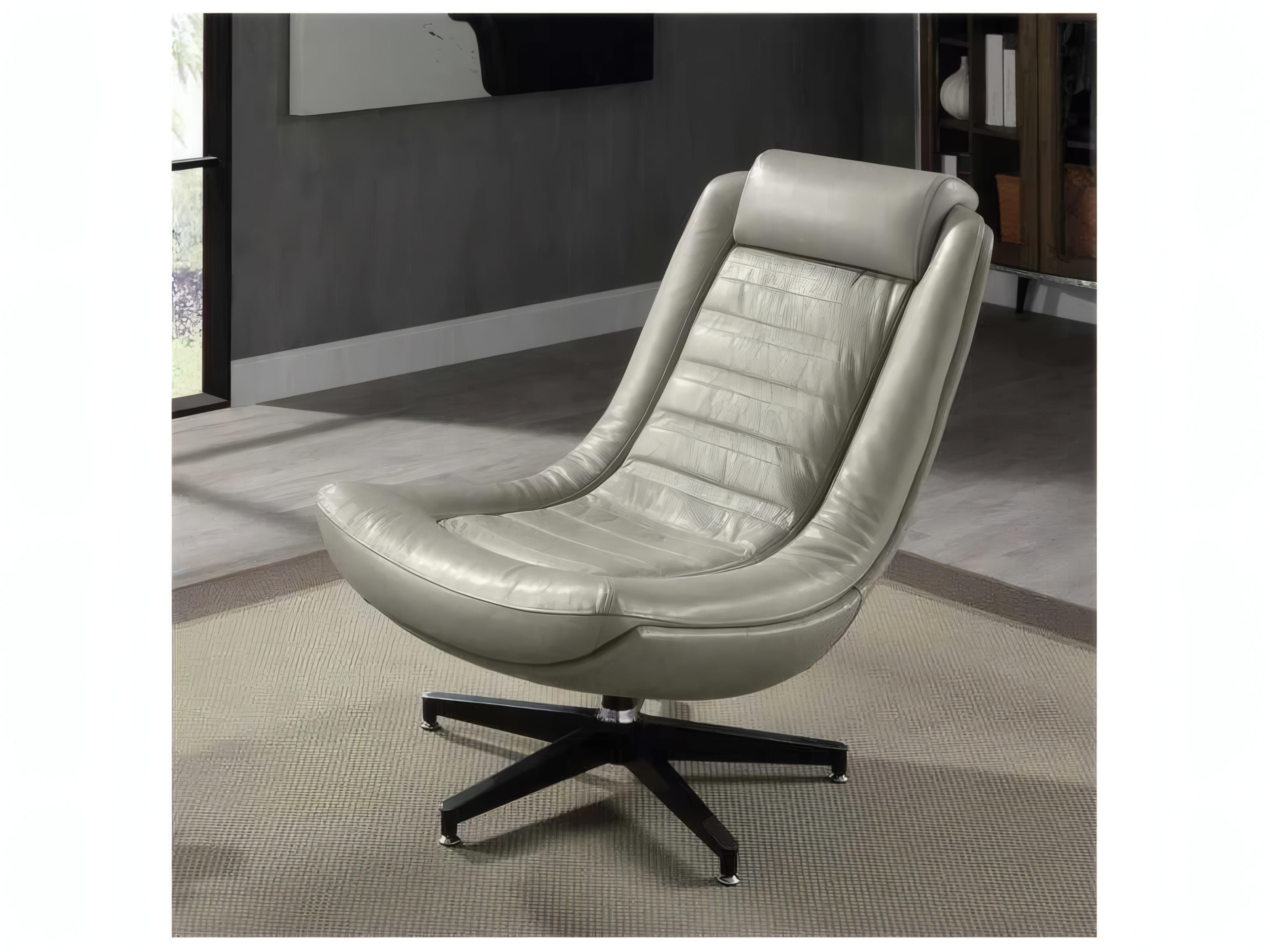 Acme Furniture Piran Swivel Gray Leather Accent Chair
