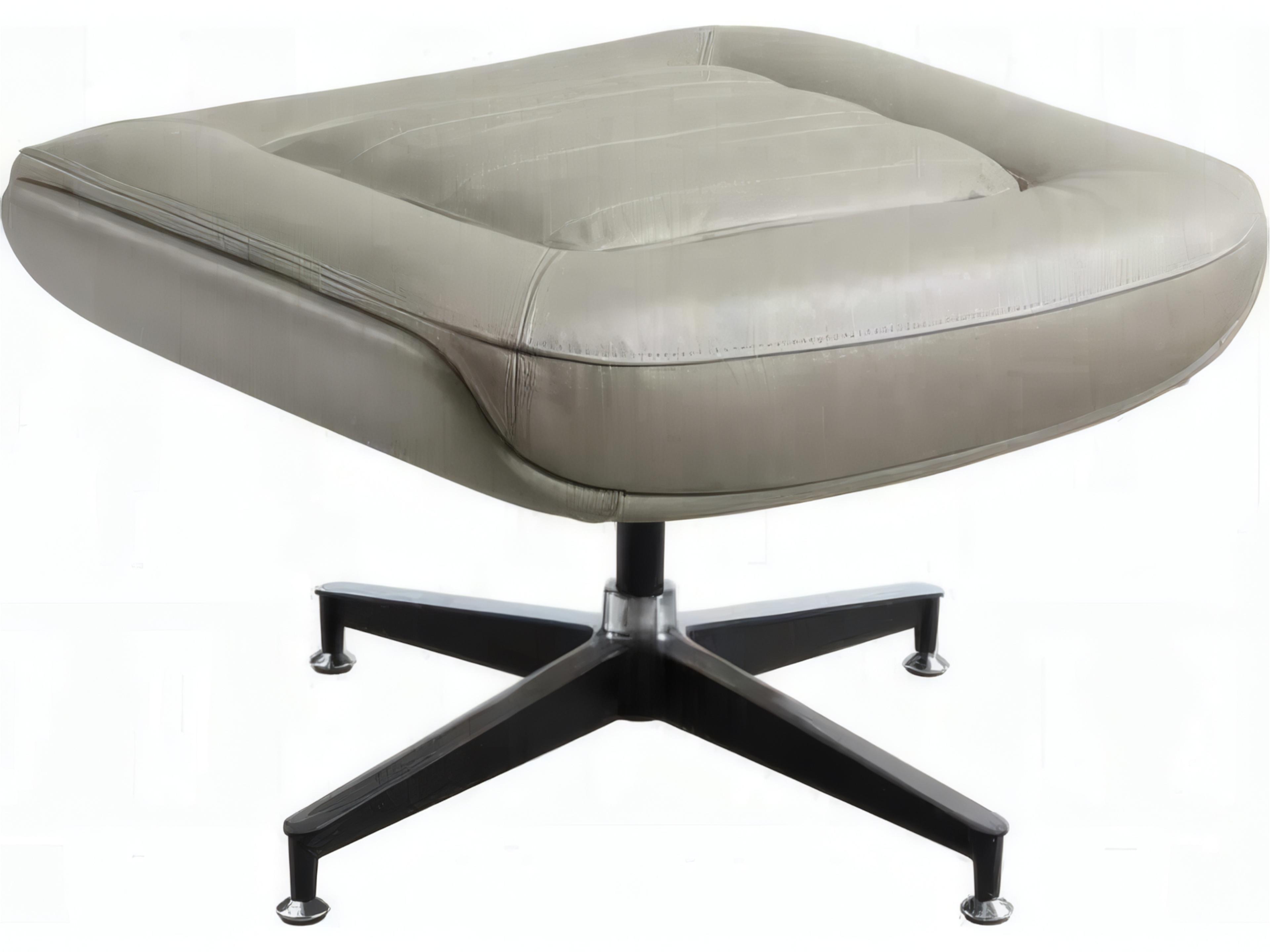 Piran Twilight Gray Leather Ottoman