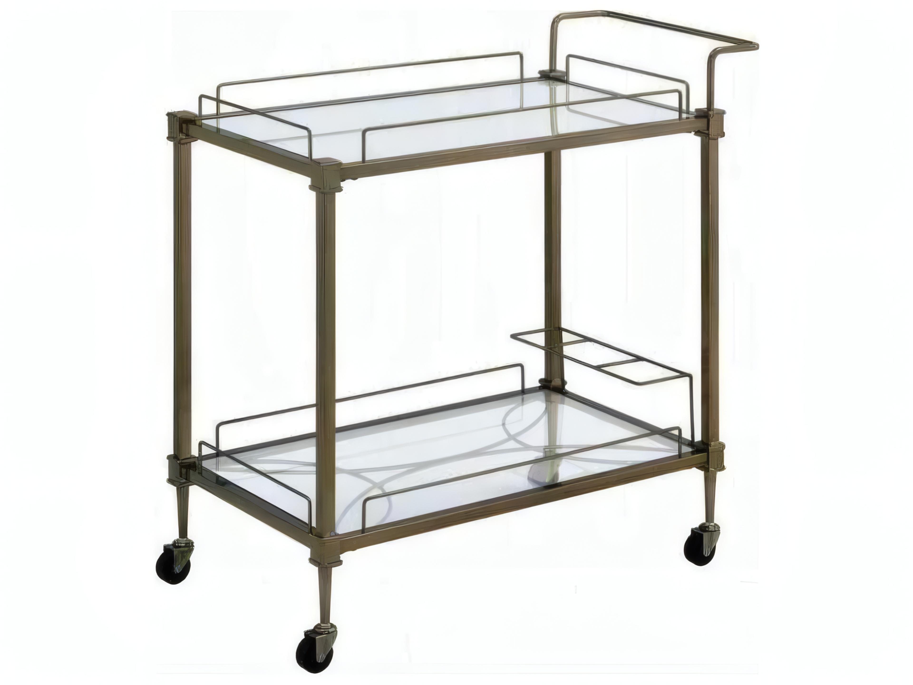 Aditya Glass Mirror Antique Brass Bar Cart