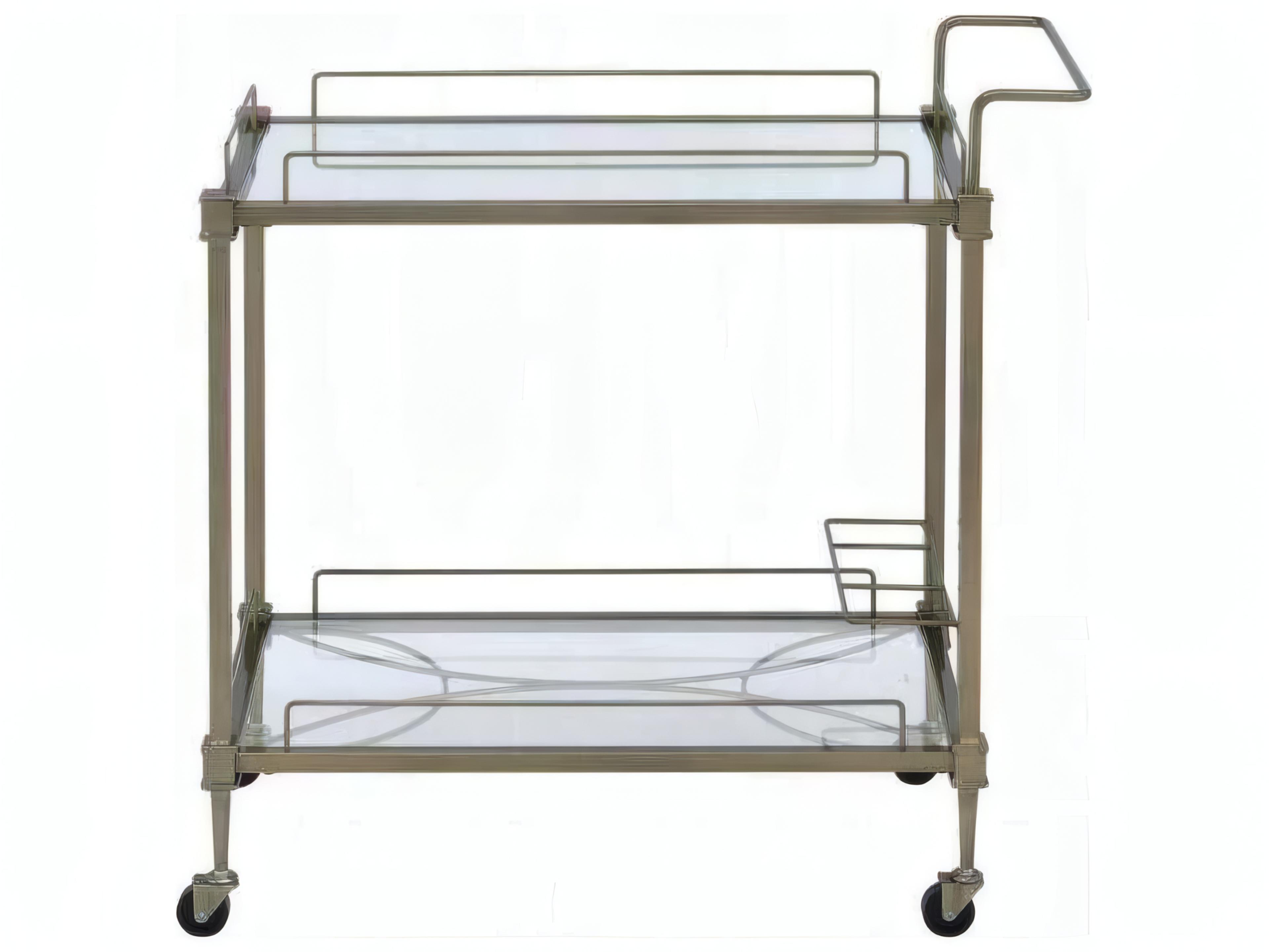 Acme Furniture Aditya Glass Mirror Antique Brass Bar Cart