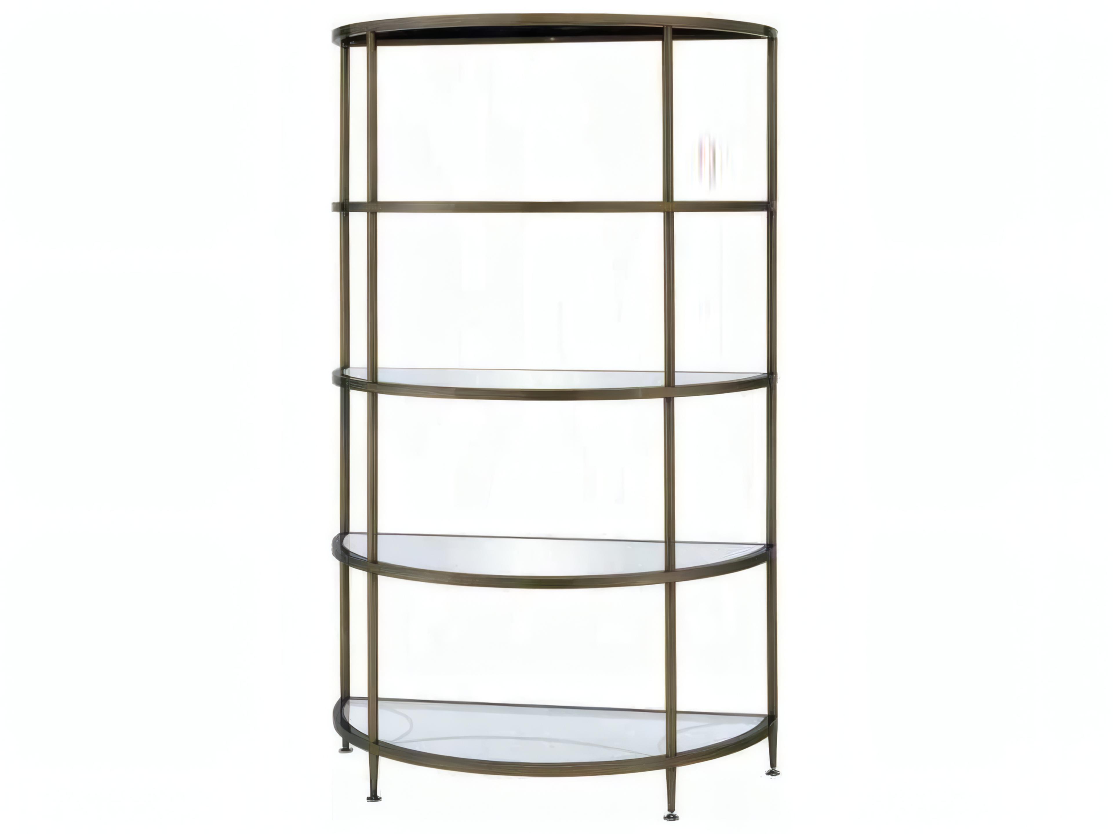 Aditya 5-Tier Semi-Circle Bookcase in Mirrored and Antique Brass