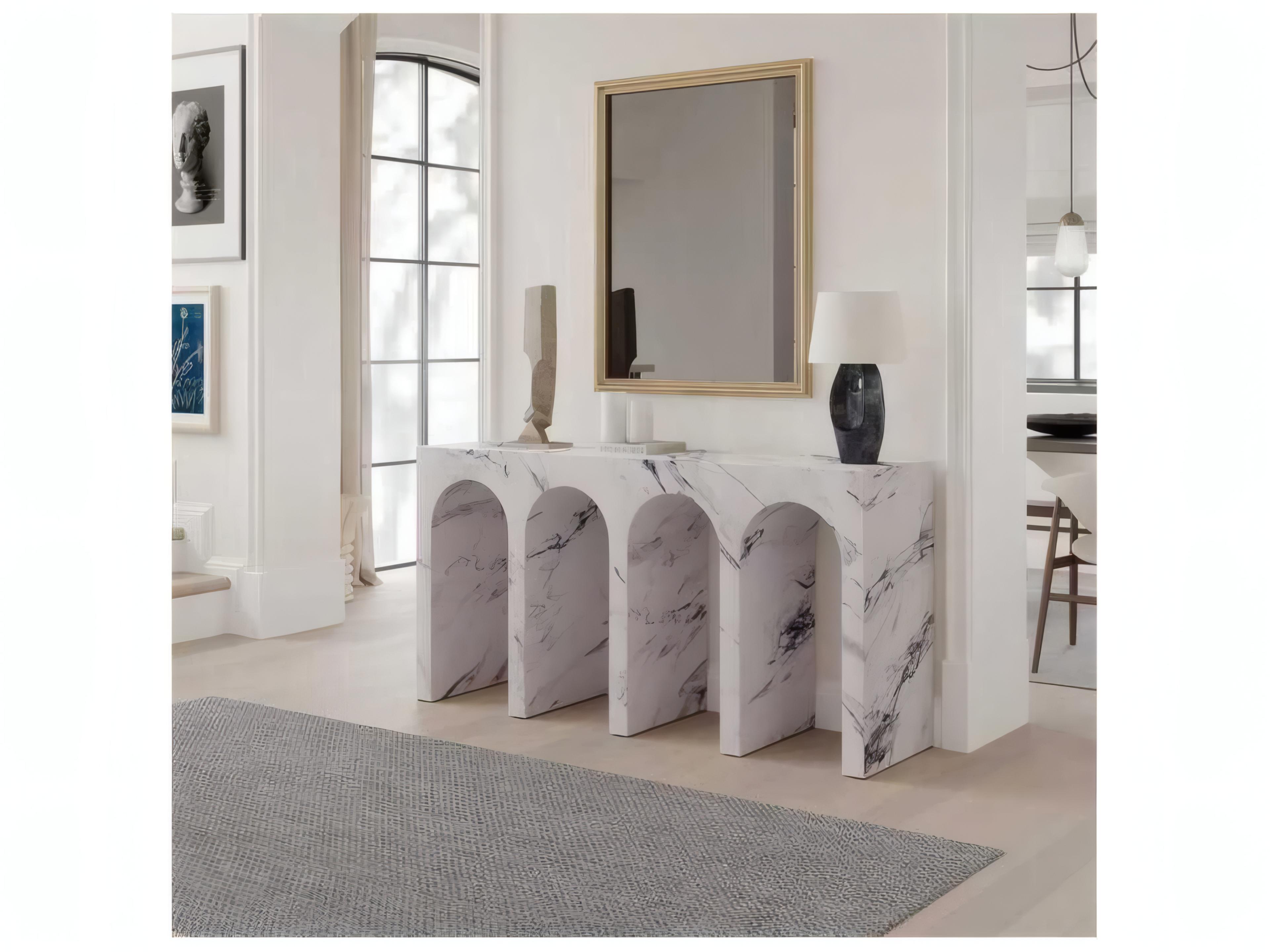 Acme Furniture Fritzy Rectangular Faux Stone Engineered Console Table