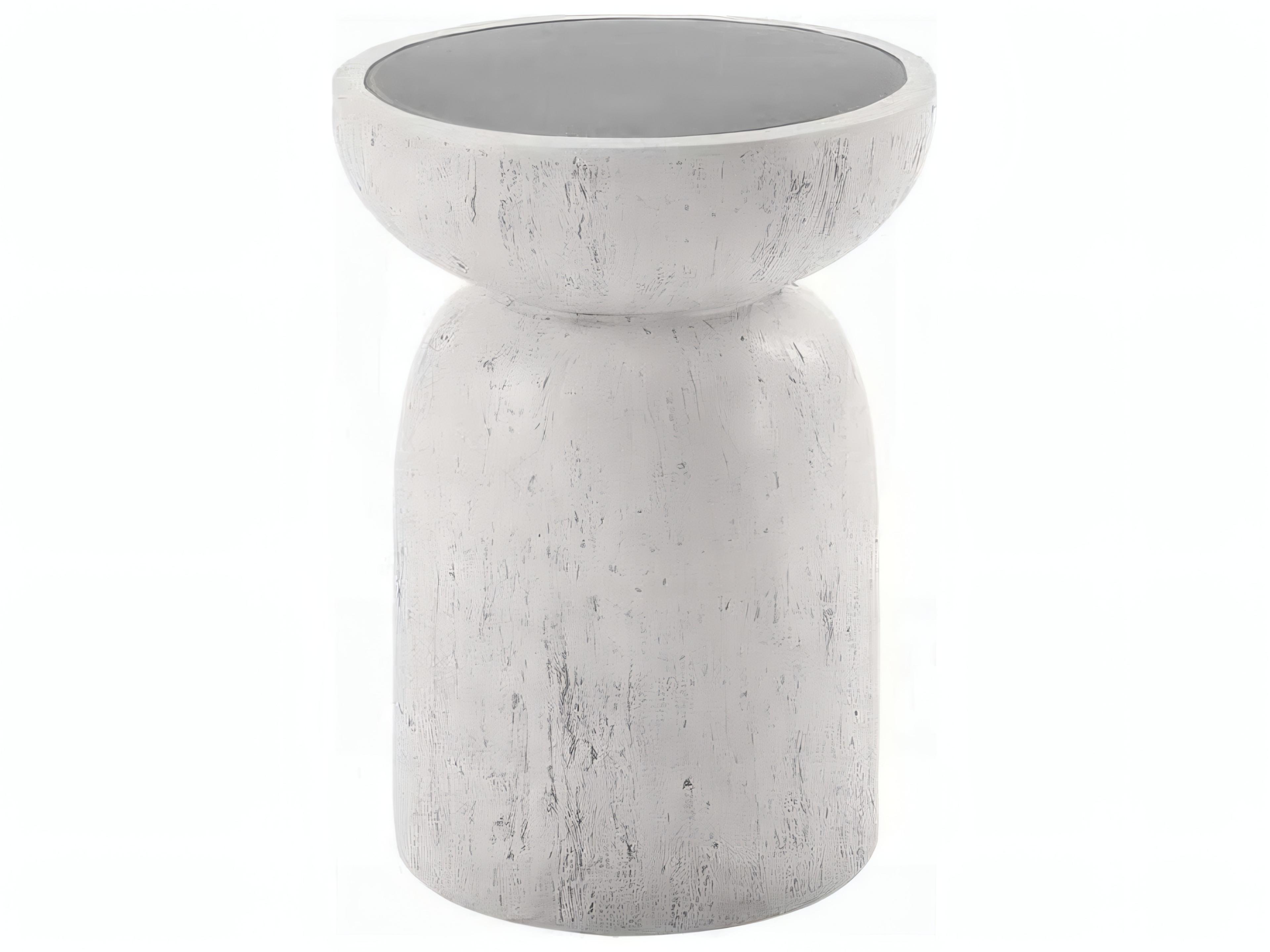Acme Furniture Round Faux Cement Natural Gray End Table