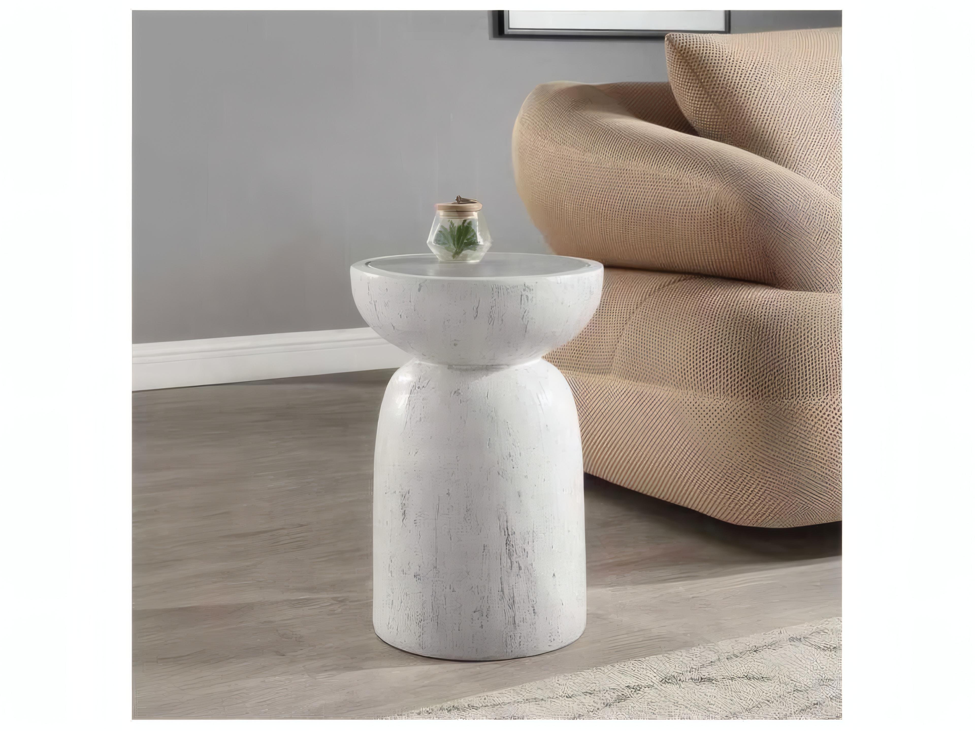 Acme Furniture Round Faux Cement Natural Gray End Table