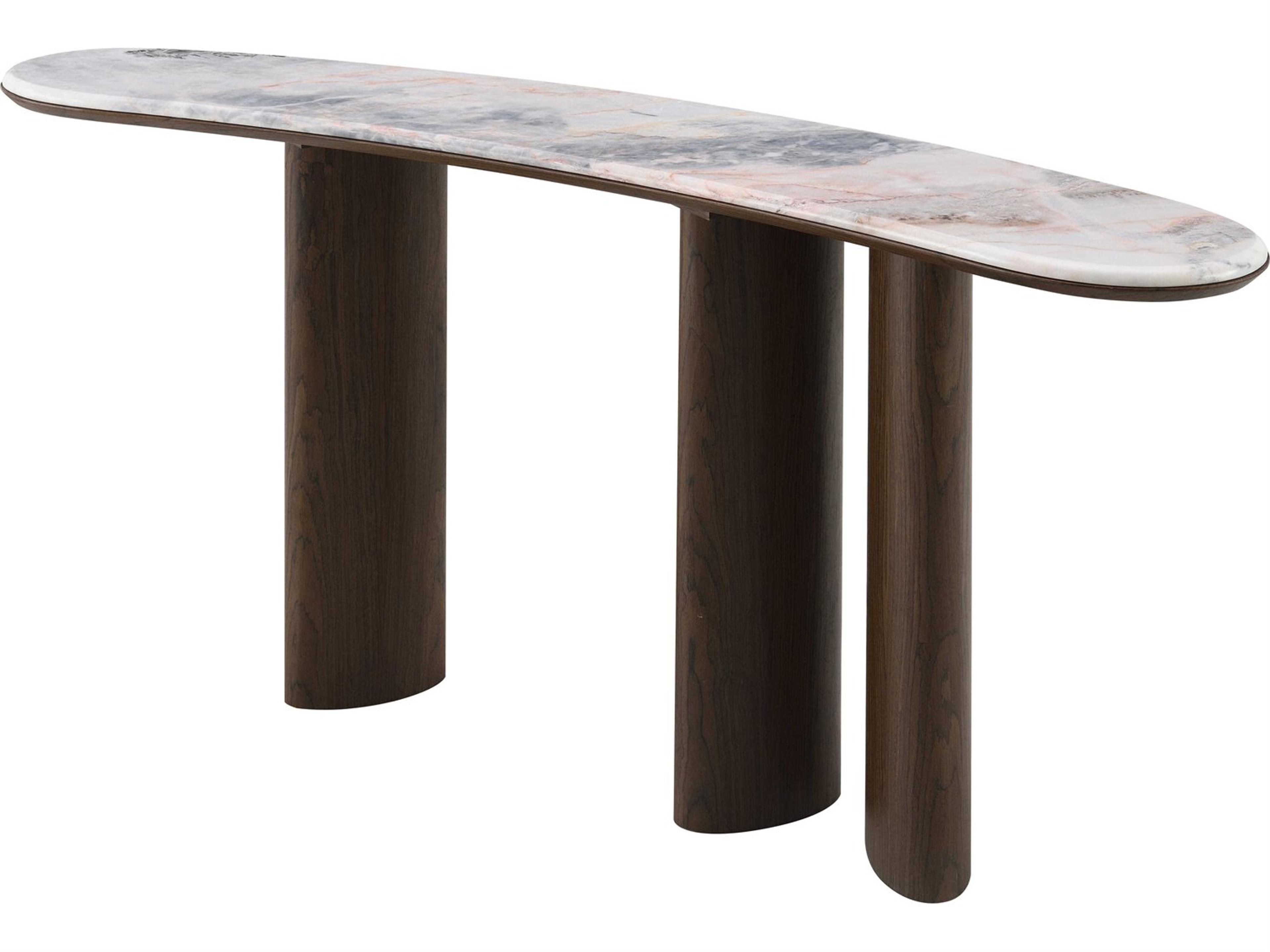 Hanale Natural Marble Brown Console Table