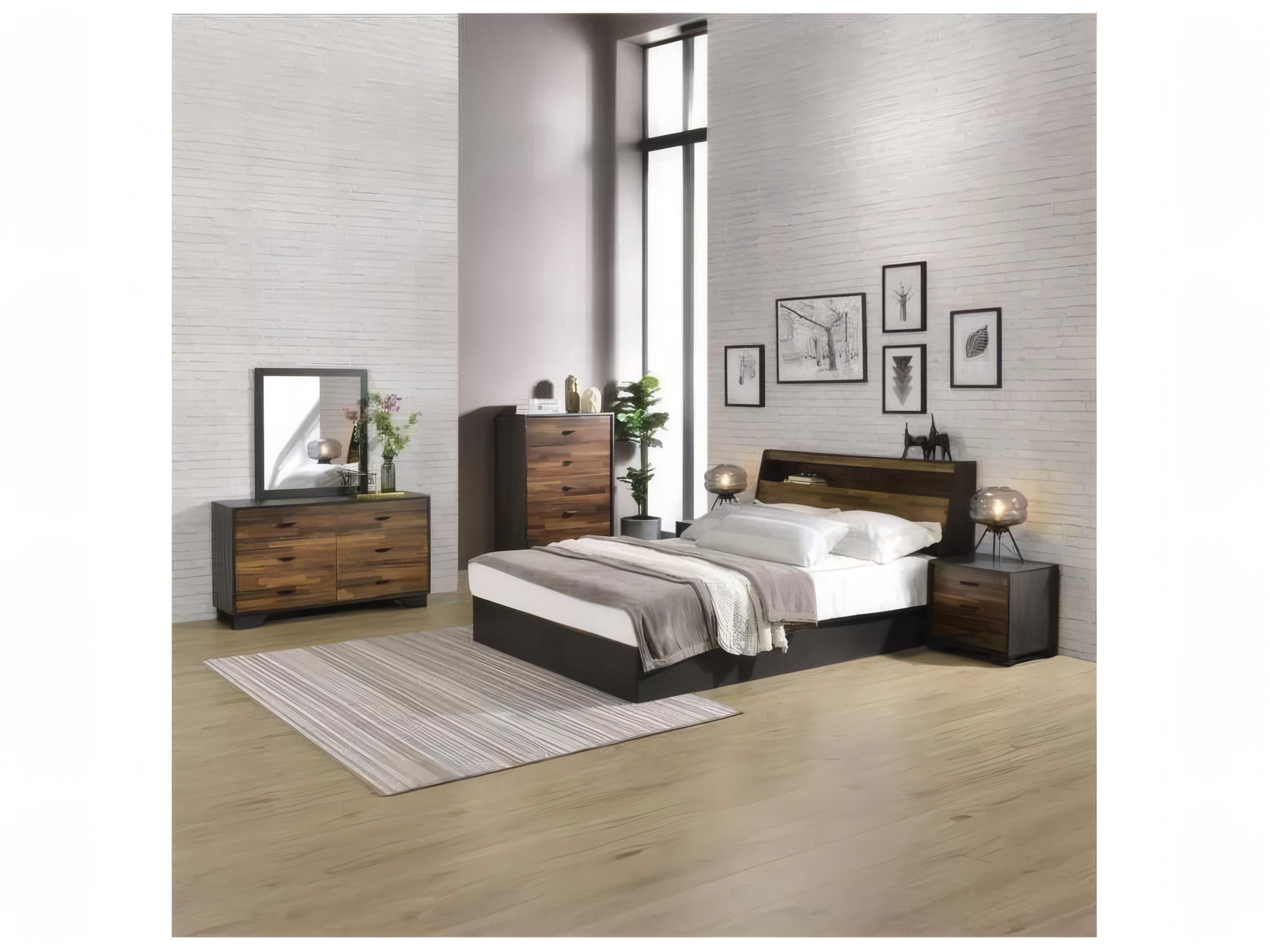 Acme Furniture Eos Walnut Black Rectangular Wall Mirror