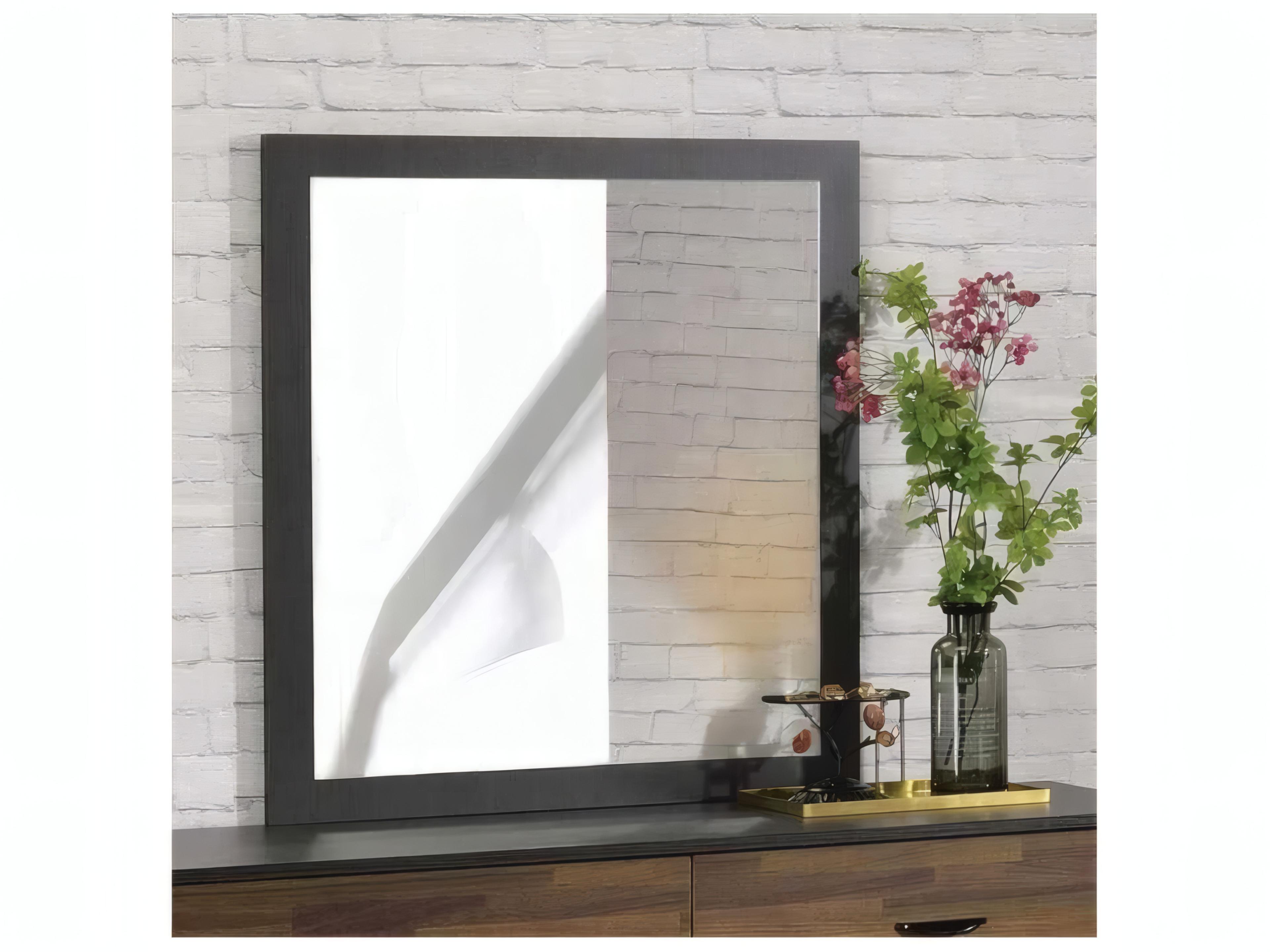 Acme Furniture Eos Walnut Black Rectangular Wall Mirror