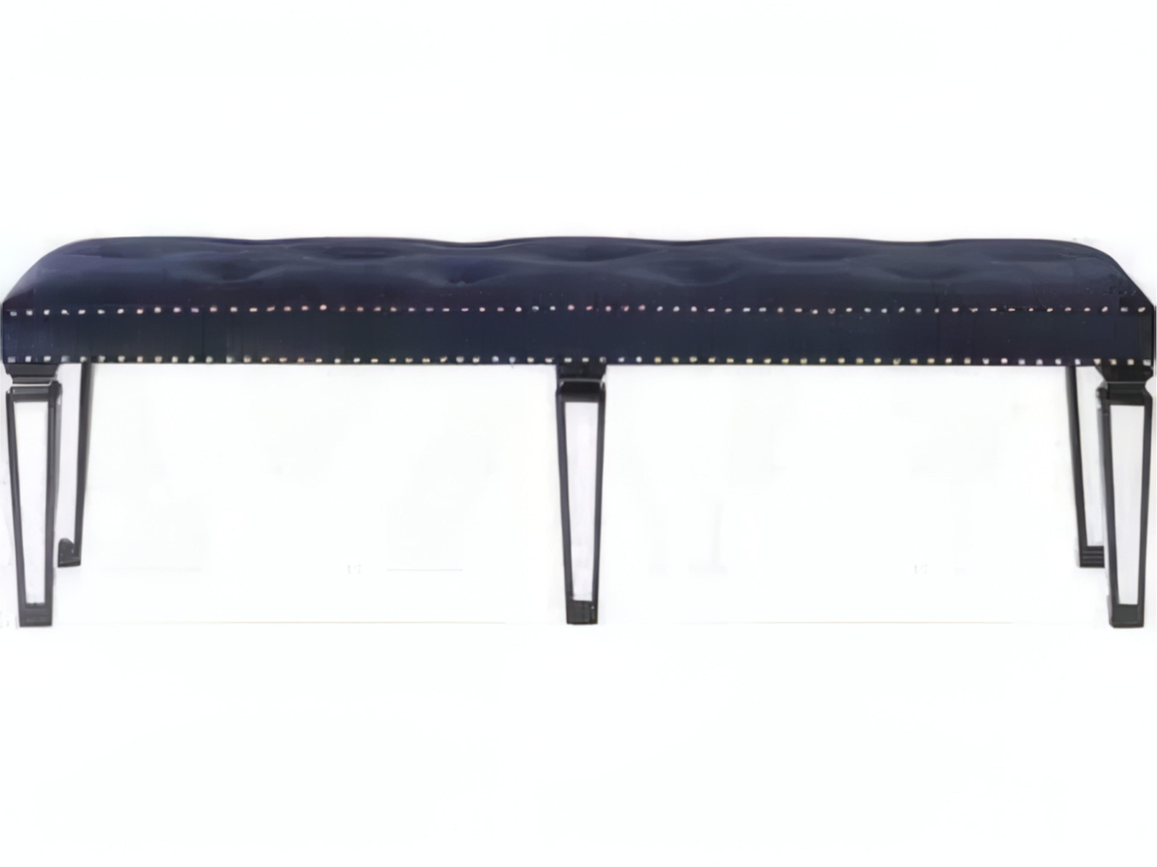 Varian Blue Velvet Upholstered Accent Bench